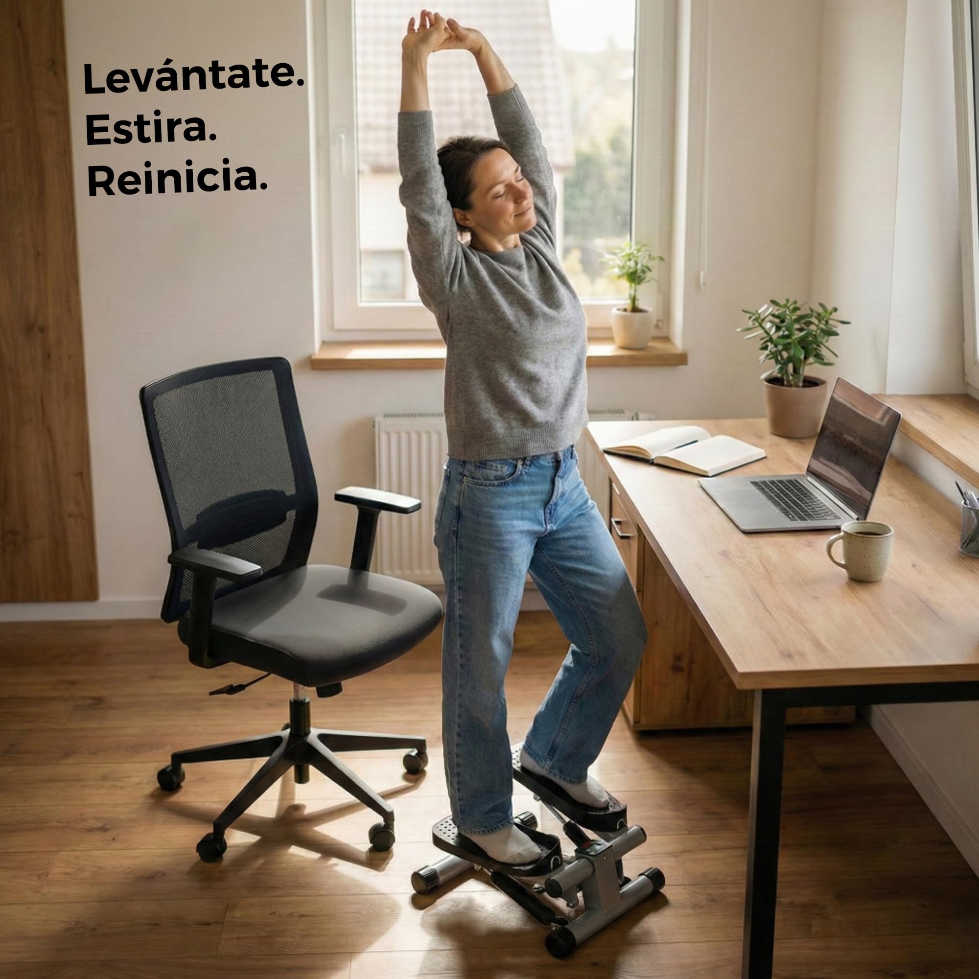Niceday Mini Stepper Fitness casa, Stepper Vertical 2 en 1 con Cuerdas elásticas, Entrenador de piernas y Brazos con Pantalla LCD, Dispositivo de Entrenamiento hasta 100 kg