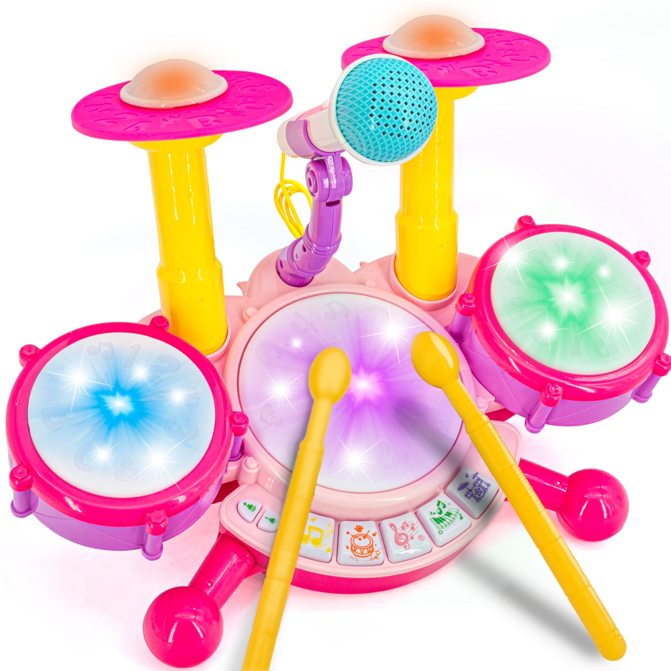 Pink Drum Set for Girls – Kids Musical Instrument Kit