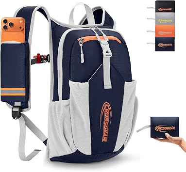 CROSS GEAR 16L Foldable Hiking Backpack, RFID Protection, Lightweight Waterproof Daypack, Packable Backpacks for Women Men, Small Hiking Daypack for Camping Travel Outdoor, Navy Blue