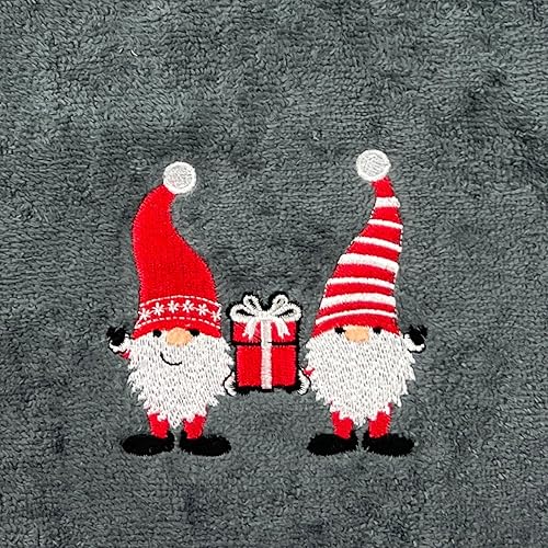 Miniatura 69 de Juego de 2 toallas de mano de baño de Navidad, color gris oscuro, 100% algodón, bordadas, diseño de copos de nieve, 16 x 25 pulgadas, toallas 24 Let