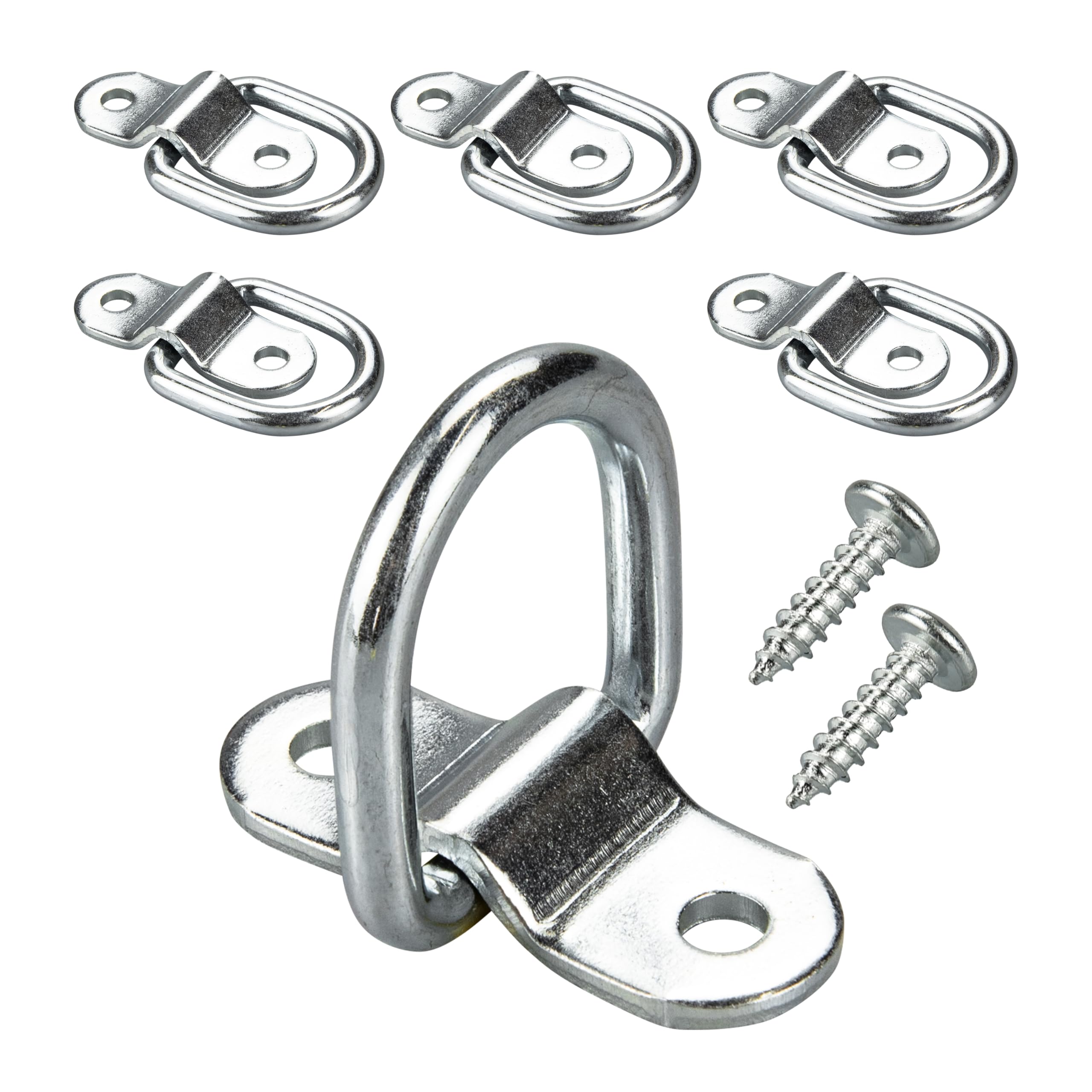 VEHIRIE 6 Pcs D-Ring Tie Downs Anchors 1/4" Heavy Duty Steel Trailer Tie Down Hooks for Loads on Case SUV Truck Camper Motorhome Warehouse Boats Cargo Control Surface Mount with Screws