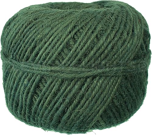 CleverDelights Cordel de yute verde, 100 yardas, 0.079 in de diámetro, cuerda de yute natural ecológica