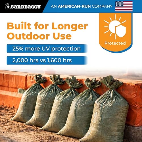 Miniatura 4 de Sandbaggy - Bolsas de arena vacías de polietileno con protección UV - Tamaño: 14" x 26" - Color: Verde - Grado militar (30 bolsas)