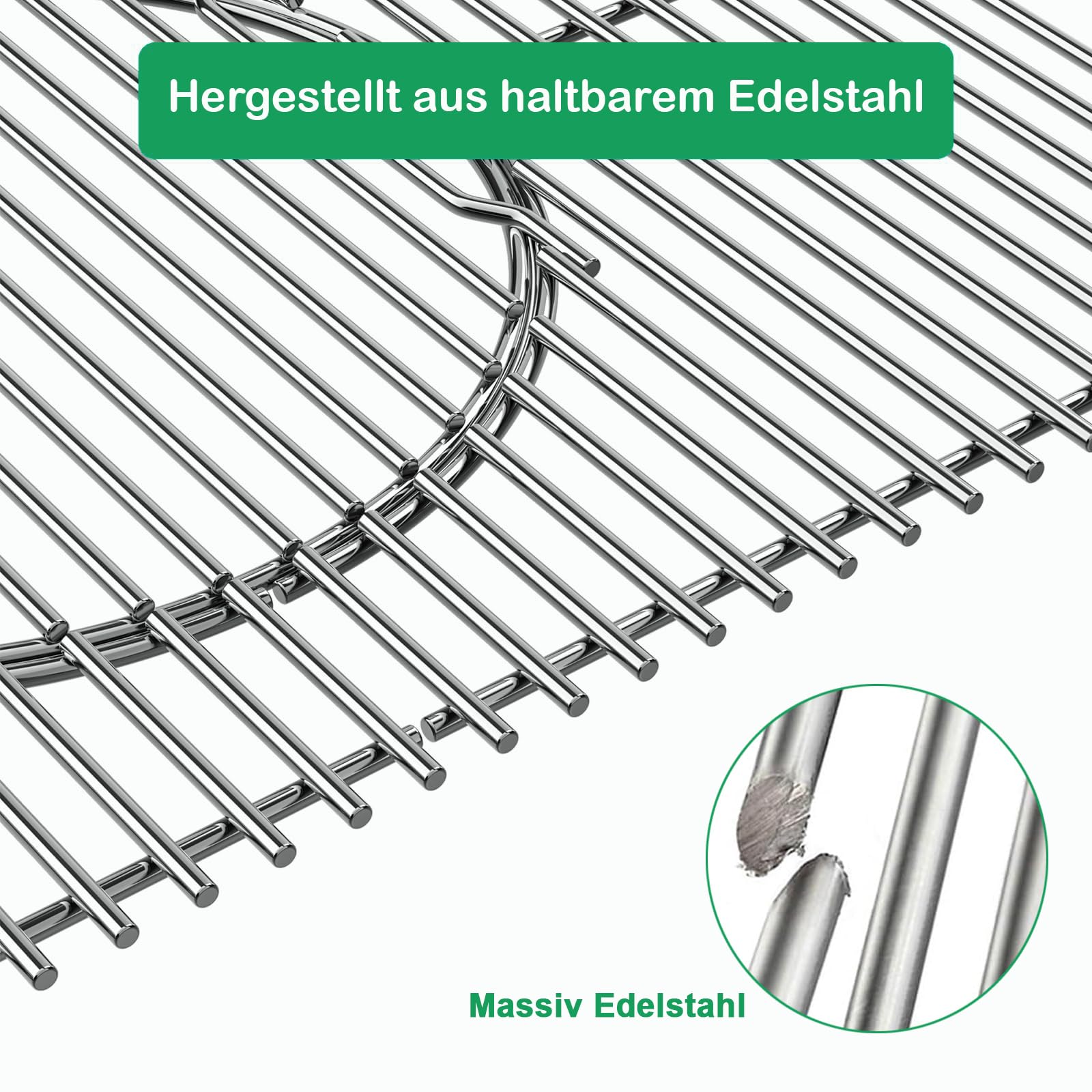 WELL GRILL Ruszt do grillowania ze stali nierdzewnej, 44,5 cm, z okrągłymi, wbudowanymi akcesoriami do Weber Spirit I & II E/S 310 320 330, Spirit 700, Genesis 1000-3500, Weber Gourmet BBQ Ruszt