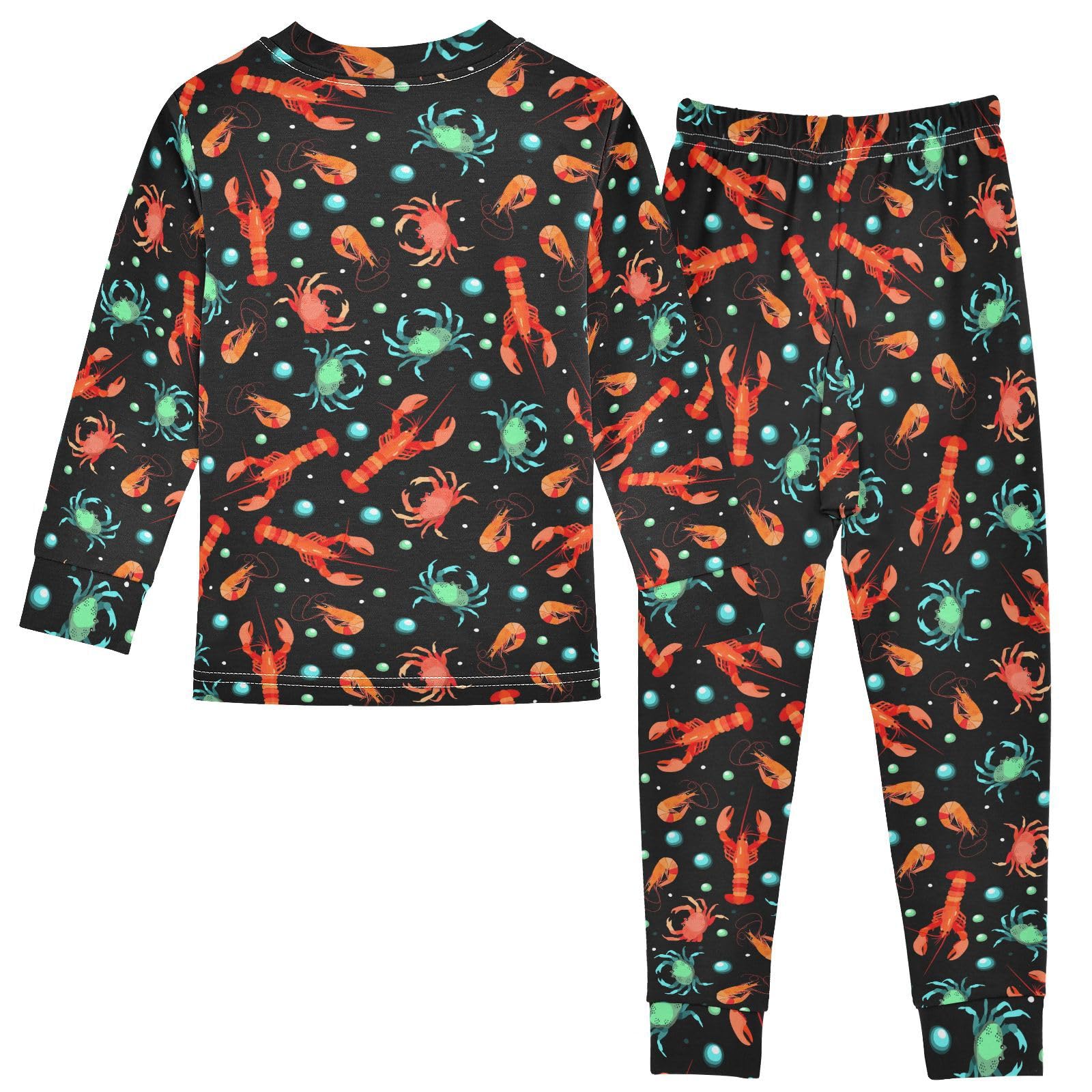 JHKKU Lobsters Crabs Shrimps Pajamas Set Cotton 2 Piece Soft Comfy Pjs Long Sleeve Lounge Sleepwear 18M