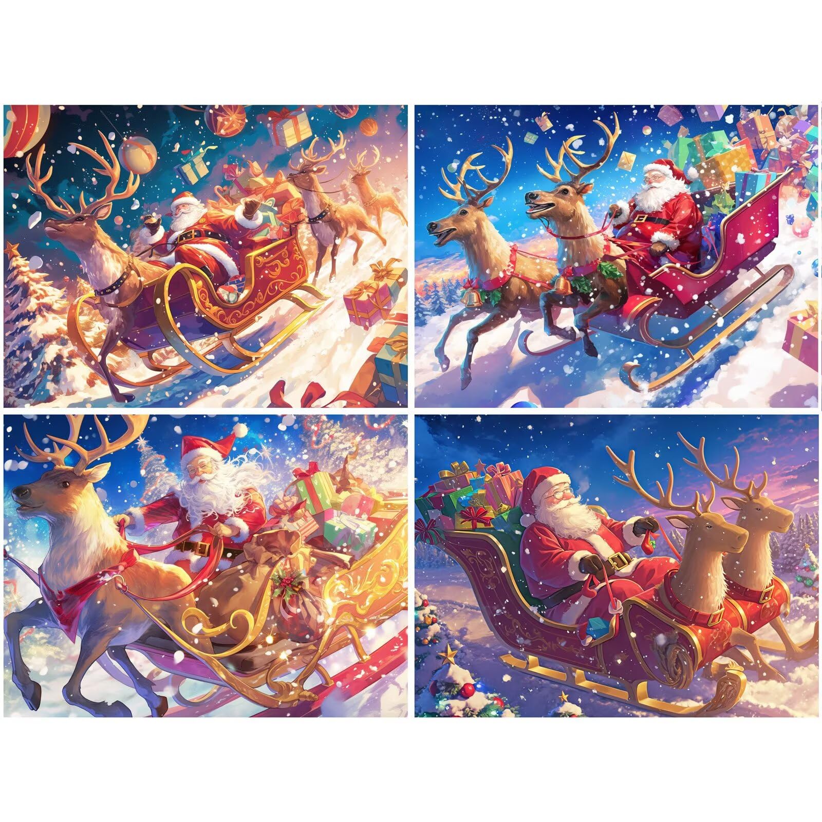 Diamond Painting Eckige Steine 4er set Diamond Painting Winter 60x40cm 2026 New DIY Malen Nach Zahlen Erwachsene,Bastelset Kinder ab 6 Jahre,Kleine Geschenke für Frauen,Mädchen (Weihnachten-15) K-a17