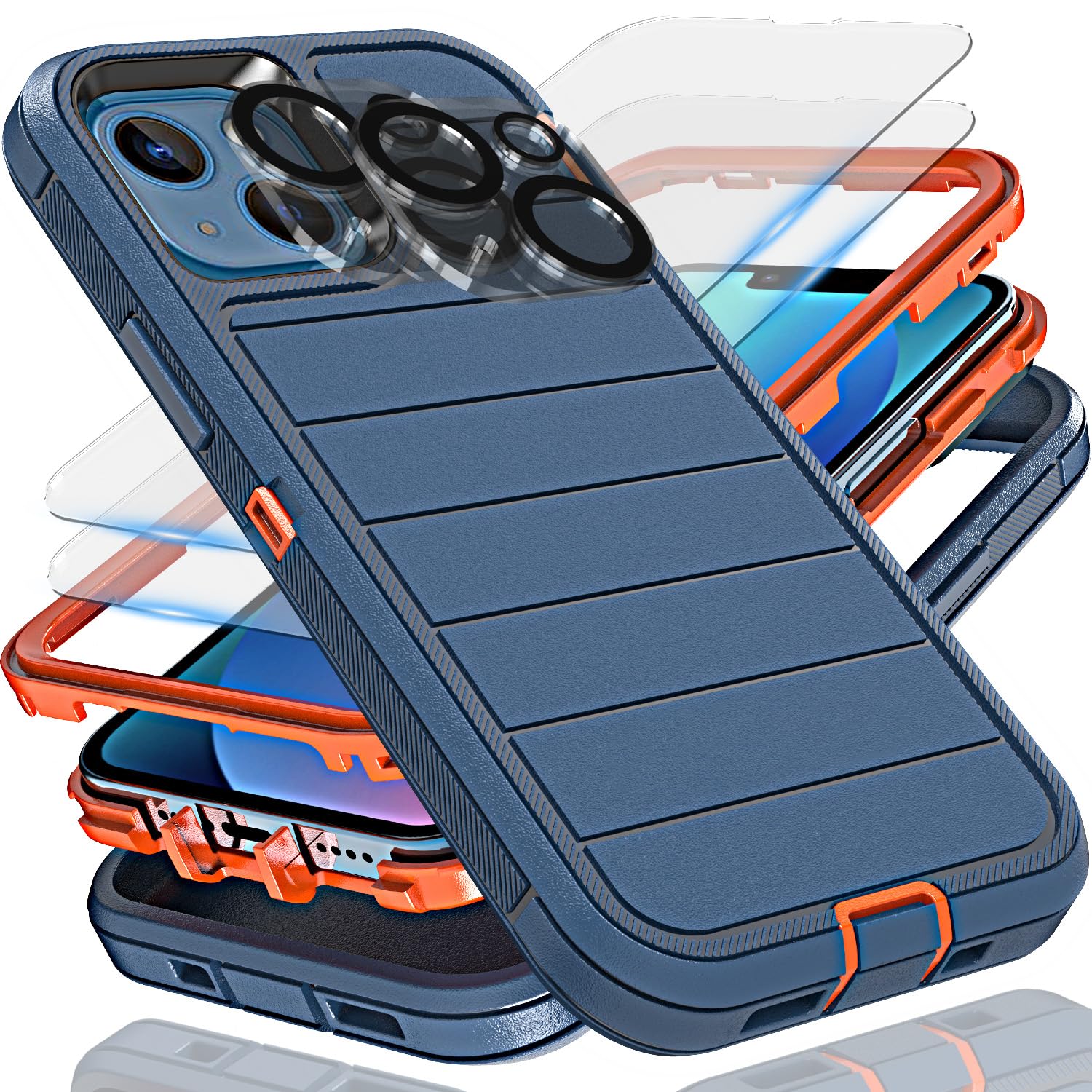 Coque pour iPhone 13 très résistante aux chocs avec 2 verres d'écran