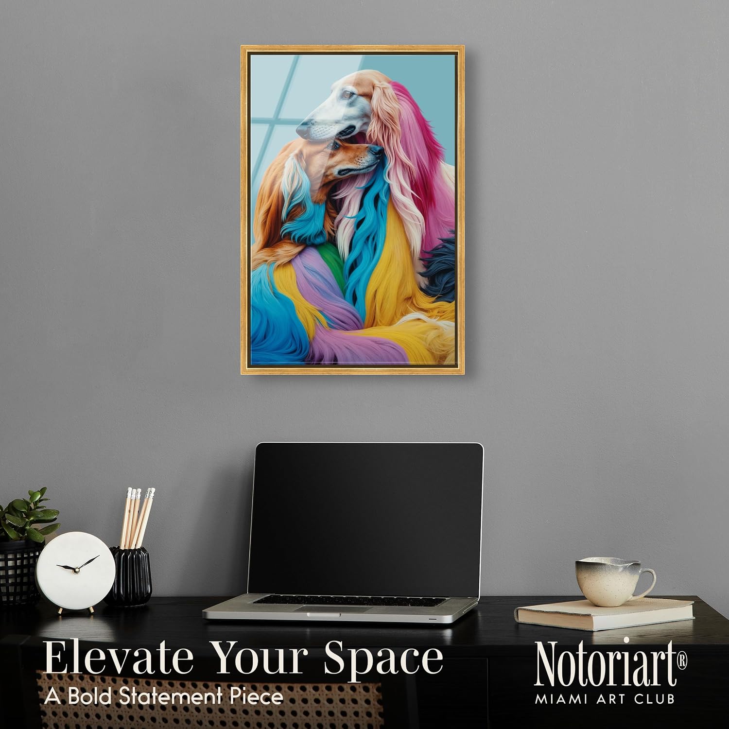 NotoriArt Pop Hounds Framed Acrylic Print Modern Wall Art, Gold Frame Gold Frame, 16 x 24 image 2