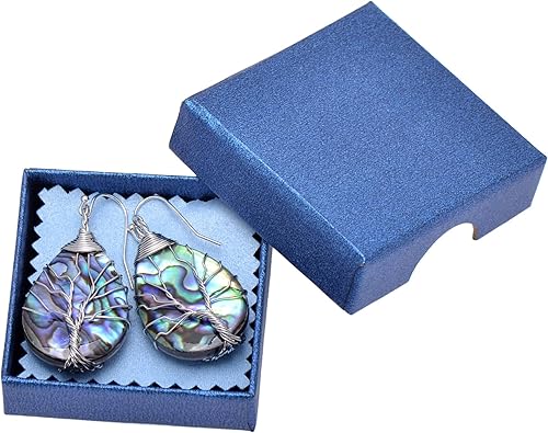 Miniatura 7 de Handmade Teardrop Abalone Shell Dangle Earrings for Women, Wire Craft Tree of Life Earrings