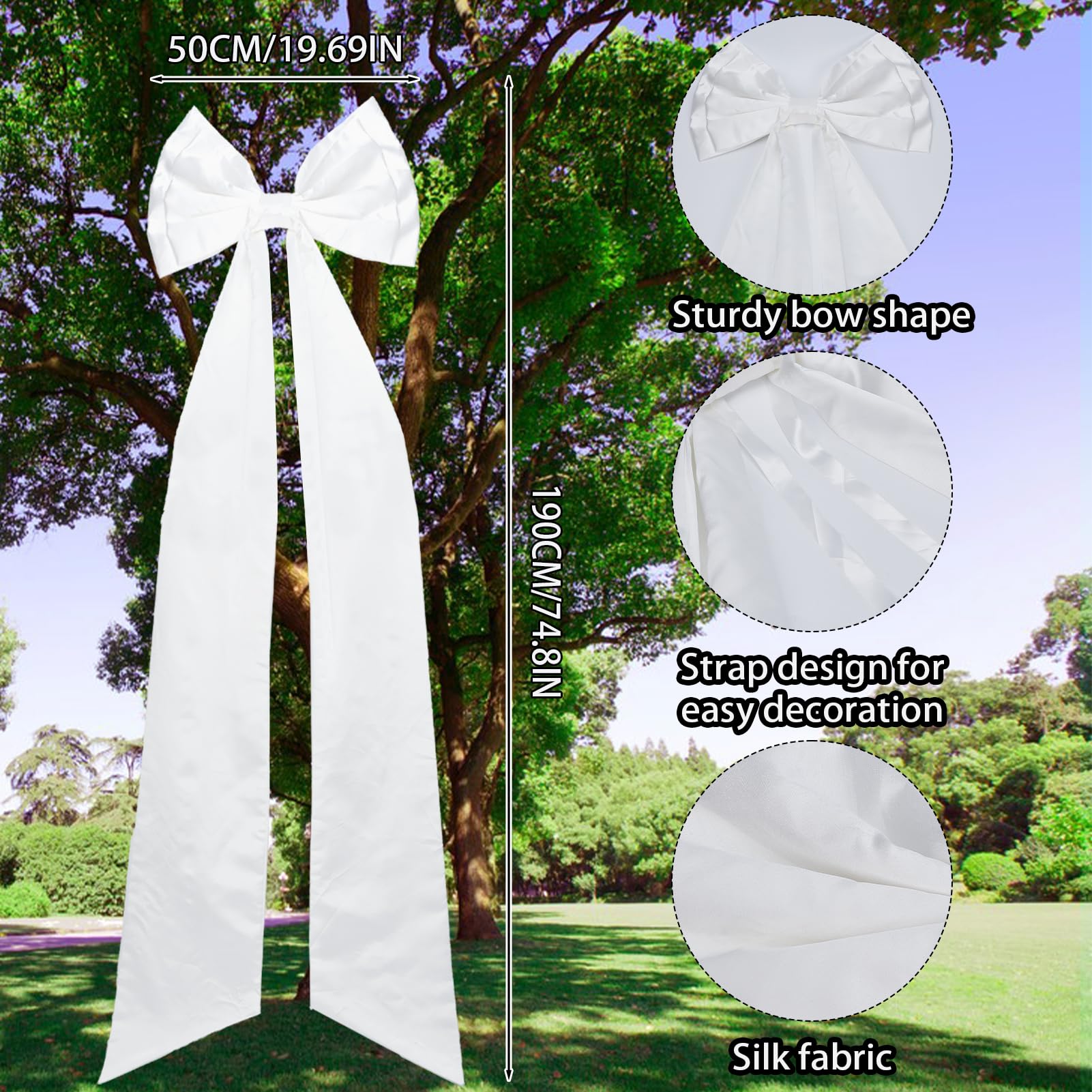 NICENEEDED 70" Décoration de Nœud Géant Décoration de Chambre à Thème avec Un Très Gros Nœud en Satin Nœuds Décoratifs Suspendus pour Voiture de Mariage pour Un Enterrement