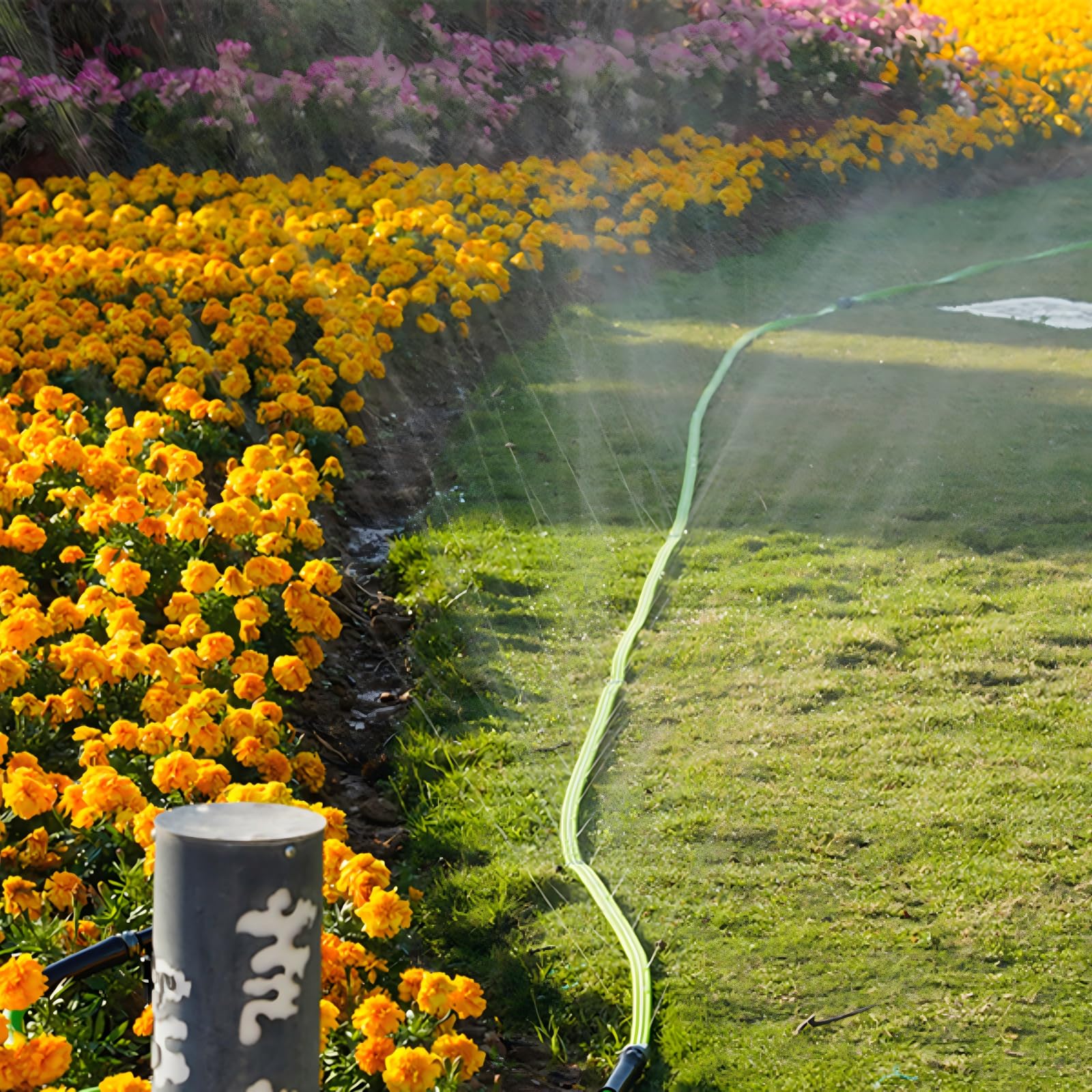 Sprinklerschlauch mit Löchern, Gartenbewässerungsschlauch mit Heringen, Tropfschlauch-Sprinkler, effizientes Wassersparen für Rasen, Garten und Hof, auslaufsicher