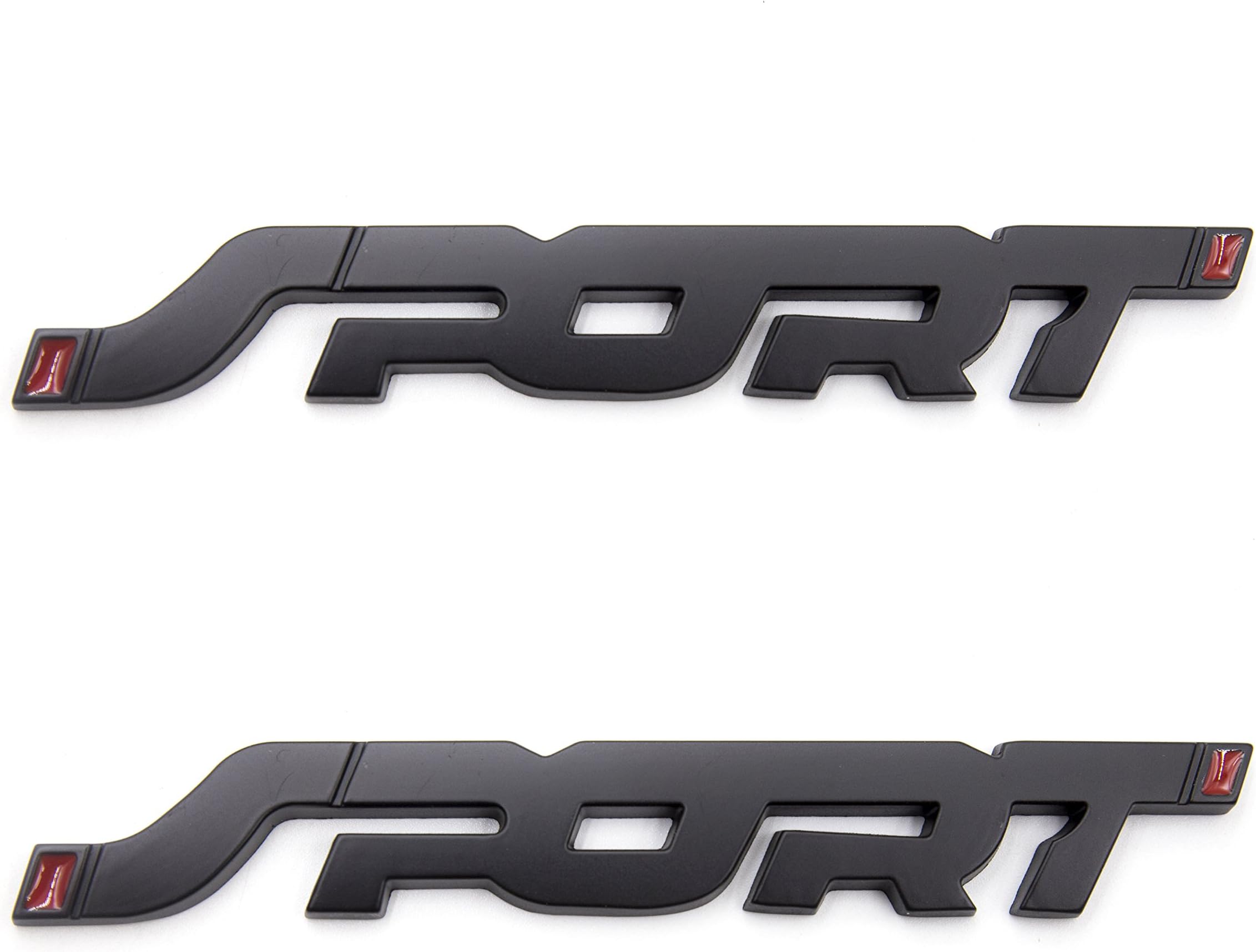 2Pcs 3D SPORT Metal Point Emblem Side Fender Trunk Emblem Vehicle Car Motorcycle Badge Decals (Matte Black)