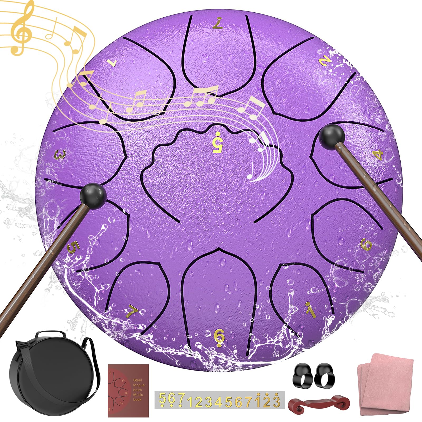 D Major Steel Tongue Drum Handpan 12 Inch 13 Note Rain Drum for Outside Garden Rain Chime Hand