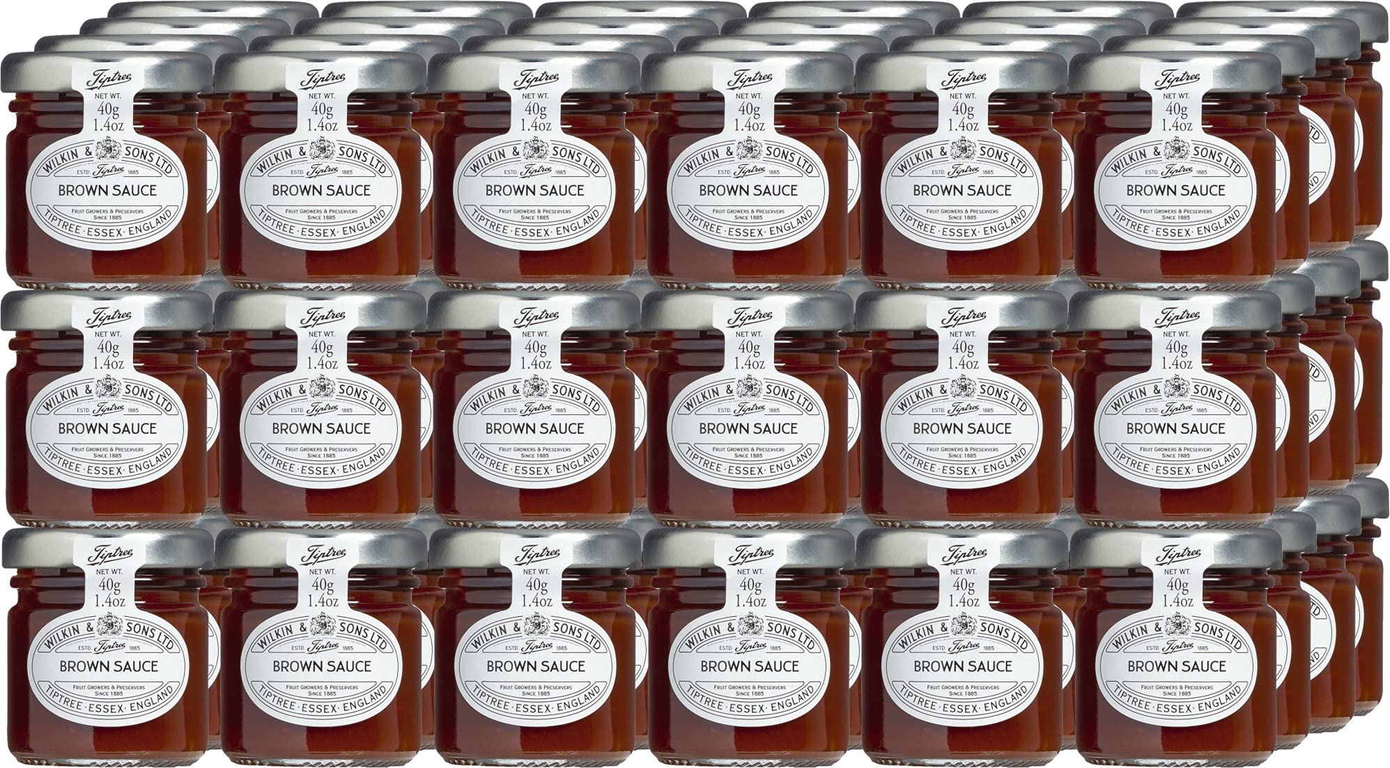 Wilkin & Sons Tiptree Brown Sauce, Large Case / 72 pack of 40g Mini Glass Jar Portion Pots