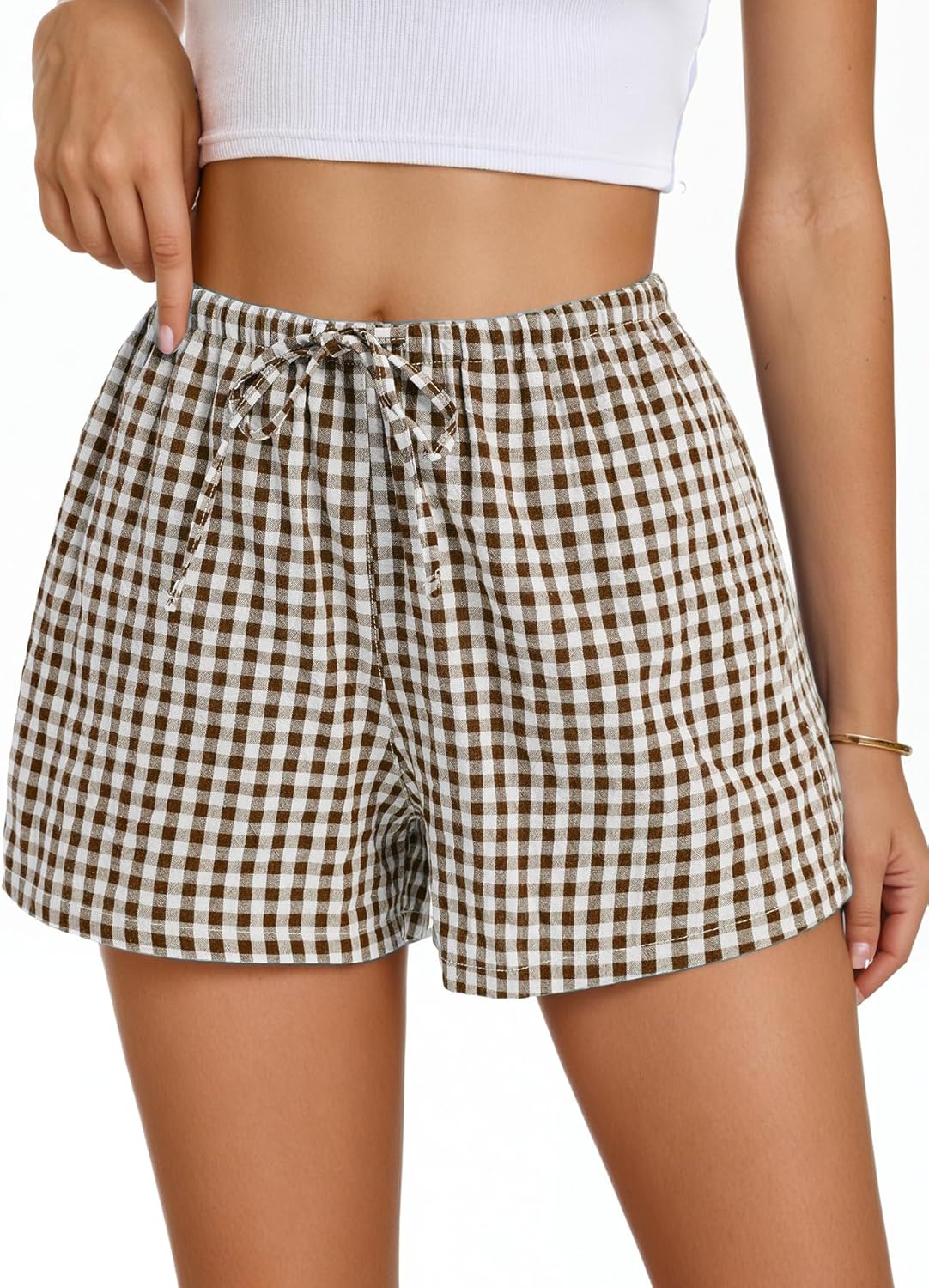 Women Boxer Shorts with Pockets Comfy Breathable Drawstring Short Cotton Pajama Lounge Trendy Beach Casual