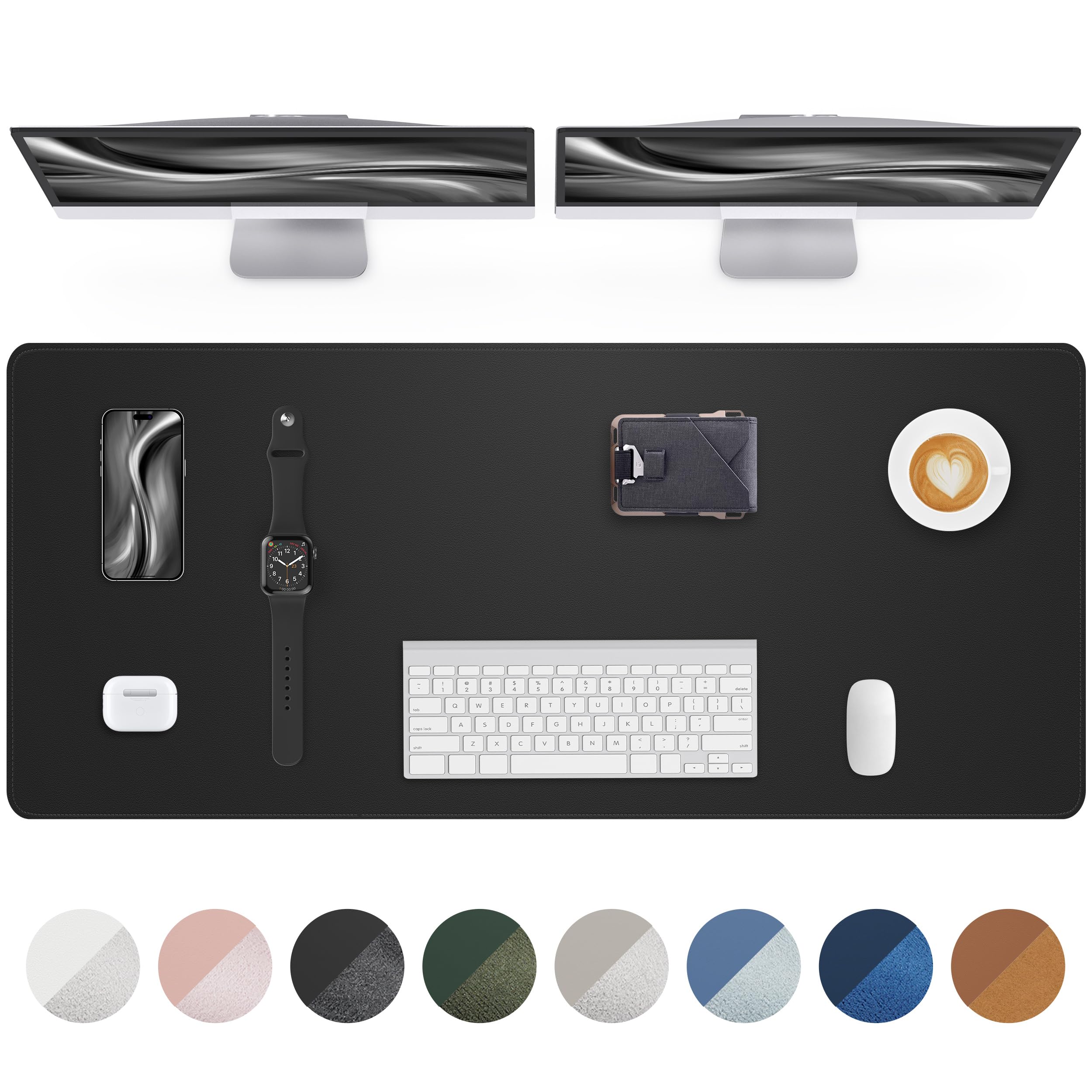 AFIING Leather Desk Mat Protector, Large Mouse Mat, Non-Slip Desk Pad, Waterproof PU Leather Desk Blotter for Office and Home (140 x 43 cm, Black) โ image 1