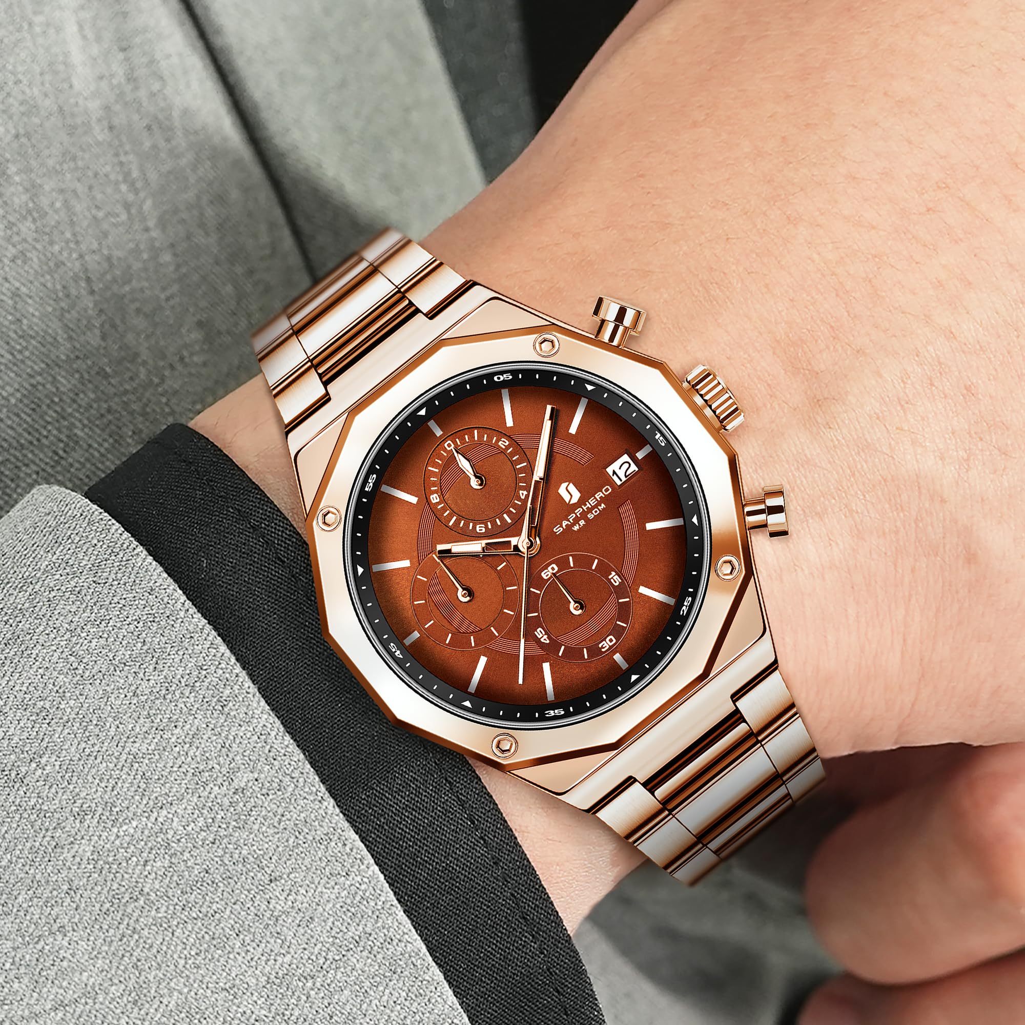 BENYAR BY Herrenuhr Uhren Herren Wasserdicht Herrenuhren Chronograph männer Armbanduhr für Herren Eleganz Lederarmband/Edelstahl Quarz Geburtstags/Weihnachts