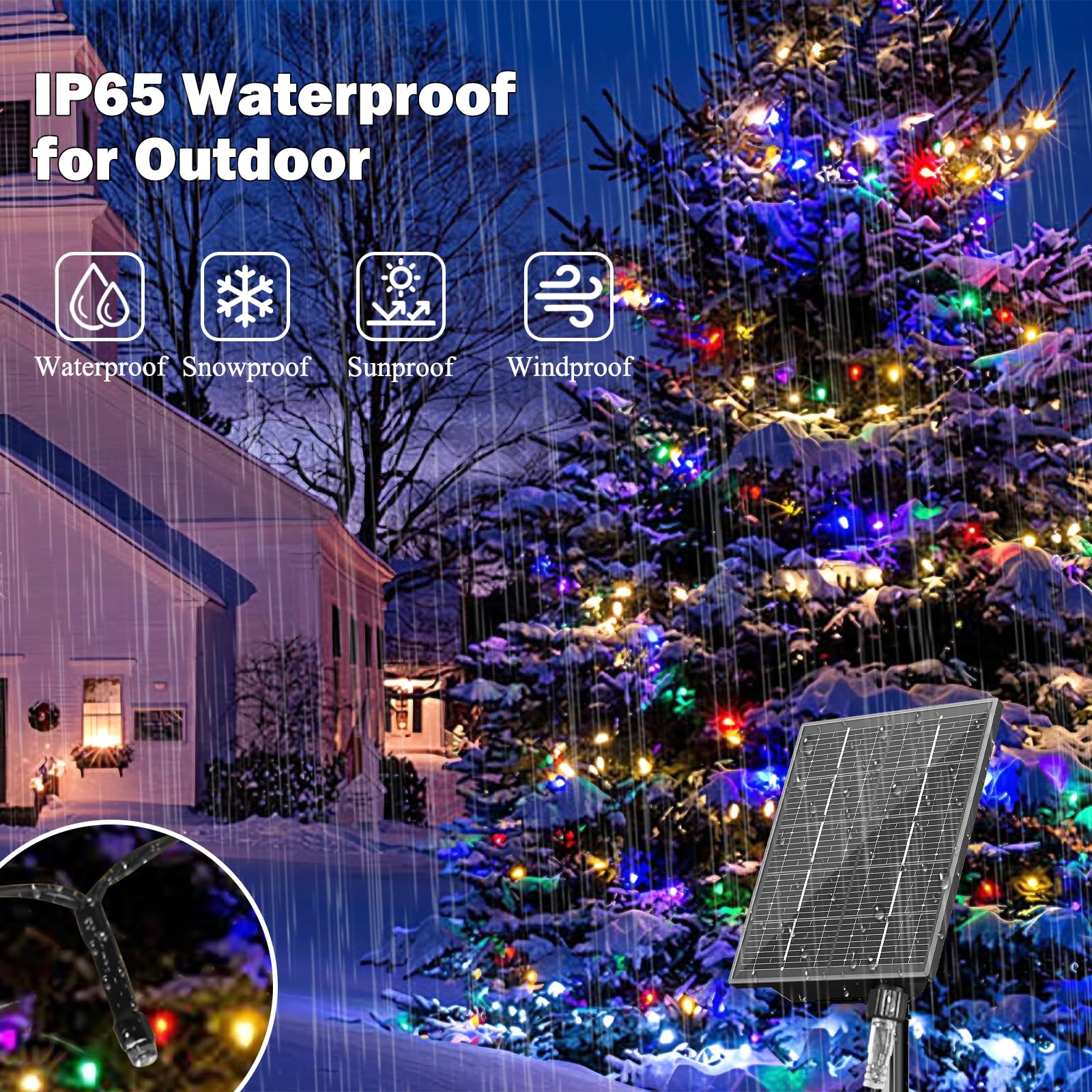 SOLARBABY Luci Natale Esterno Solare,66m 640 LED Catena Luminosa Esterno Solare Impermeabile con Telecomando,19 Modalità Luci Esterno Energia Solare Decorative per Giardino Patio Albero,Colorate