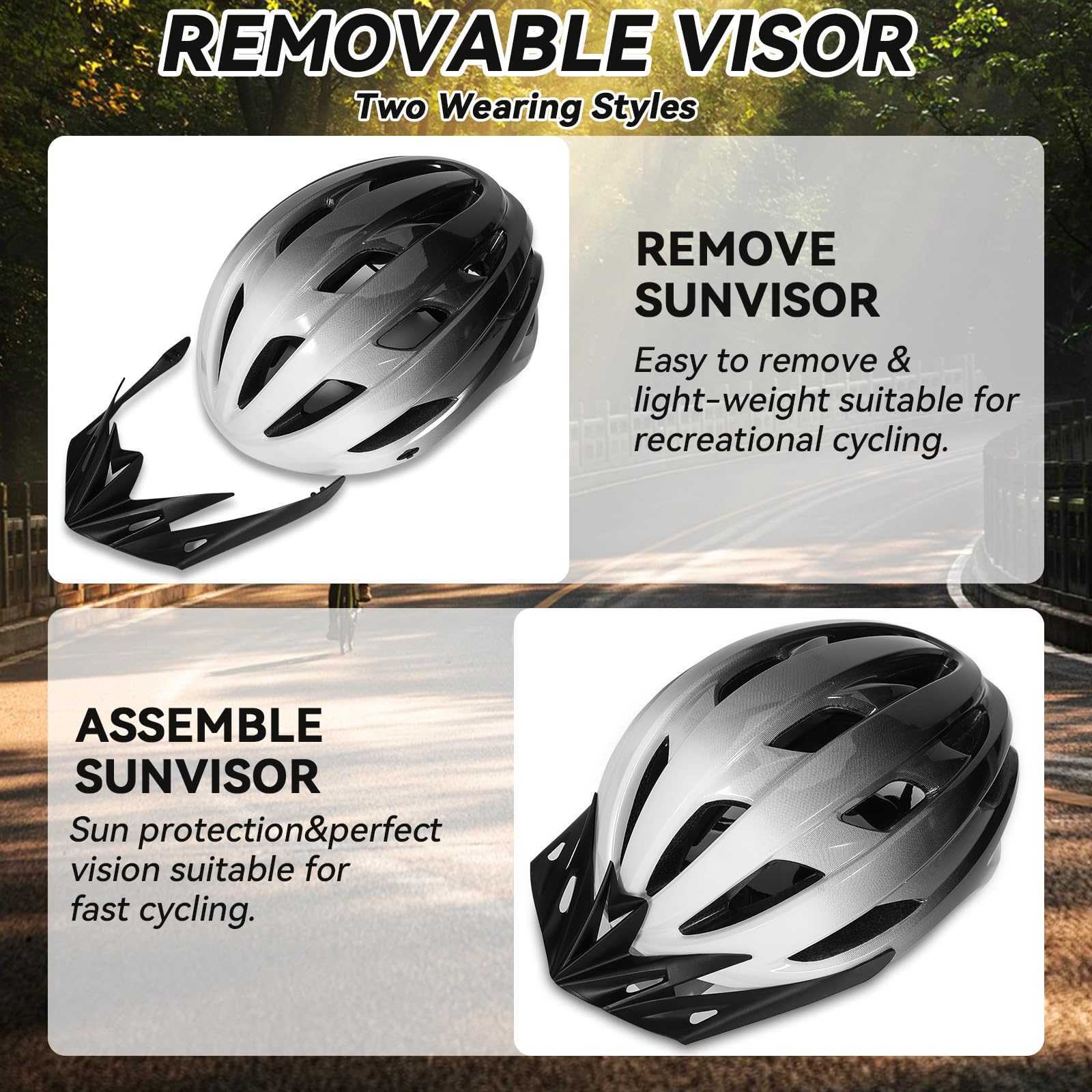Casco da Bici per Bambini, Casco da Ciclista con Visiera, Regolabile per 3-16 Anni Leggero Traspirante Cascos per Skateboard Pattinaggio Monopattino Sport Estermi