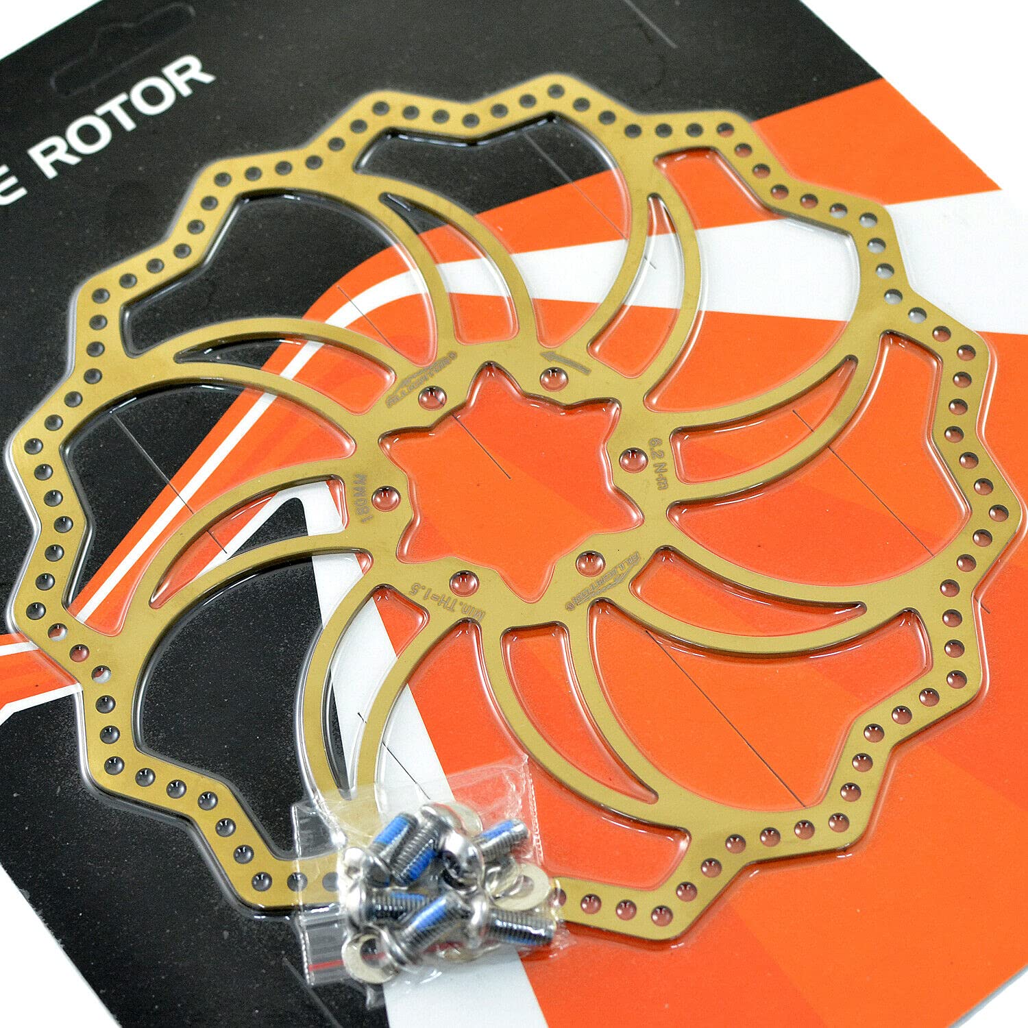 ブレーキパーツ ALLIGATOR Brake STARLITE MTB Road Bike Disc Brake Rotor 180mm, 2PCS, Ti Gold, AR2400 ALLIGATOR Brake STARLITE MTB Road Bike Disc Brake Rotor 180mm