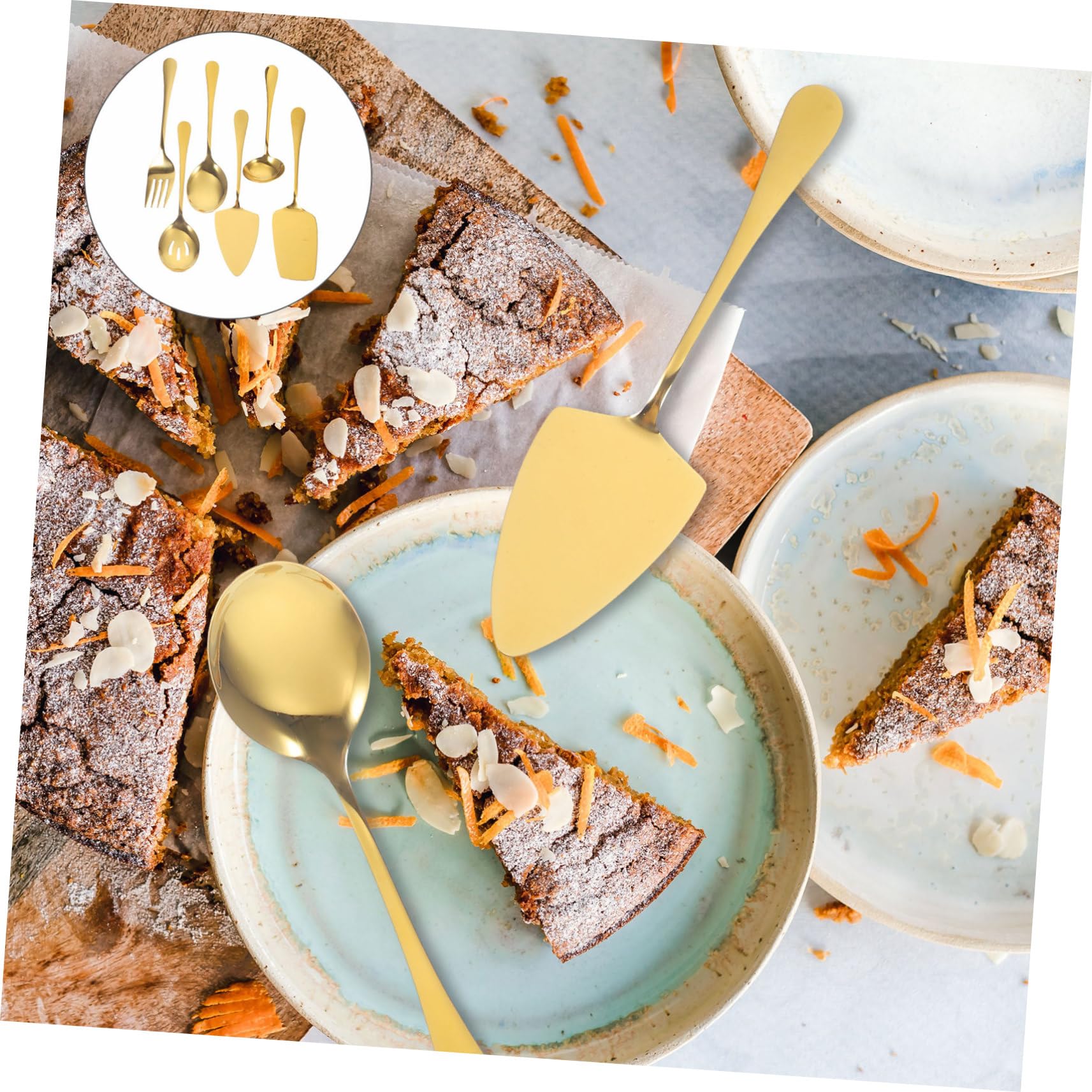 Zerodeko Ustensiles de Service Acier Inoxydable de Couverts avec Pelle à Tarte Spatule à Gâteau et Pelle à Fromage pour Buffet et Maison