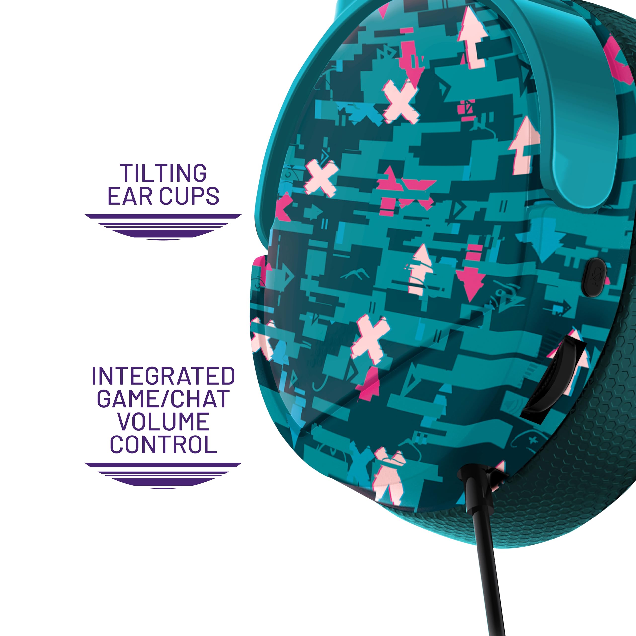STEALTH Auriculares Gaming Panther Glitch - Verde Azulado, Over Ear compatibles con PS4/PS5, Xbox, Switch, PC con micrófono Flexible, Jack de 3.5mm, Cable de 1.5m, Ligero, cómodo y Duradero