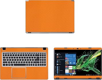 Decalrus - Protective Decal for Acer Aspire 5 A515-43-R19L 15.6" Screen Laptop Orange Carbon Fiber Skin case Cover wrap CFacerAspireA515_43Orange