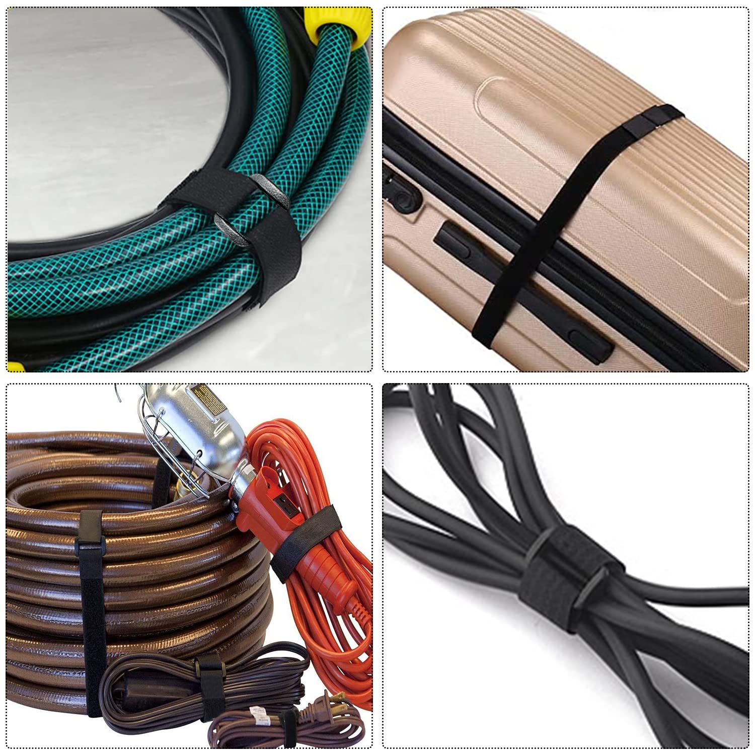 Kabelbinders klittenband, kabelbinder hersluitbaar, klittenband-kabelbinder, kabelbinders op maat te knippen,voor kabels en kabelmanagement (zwart