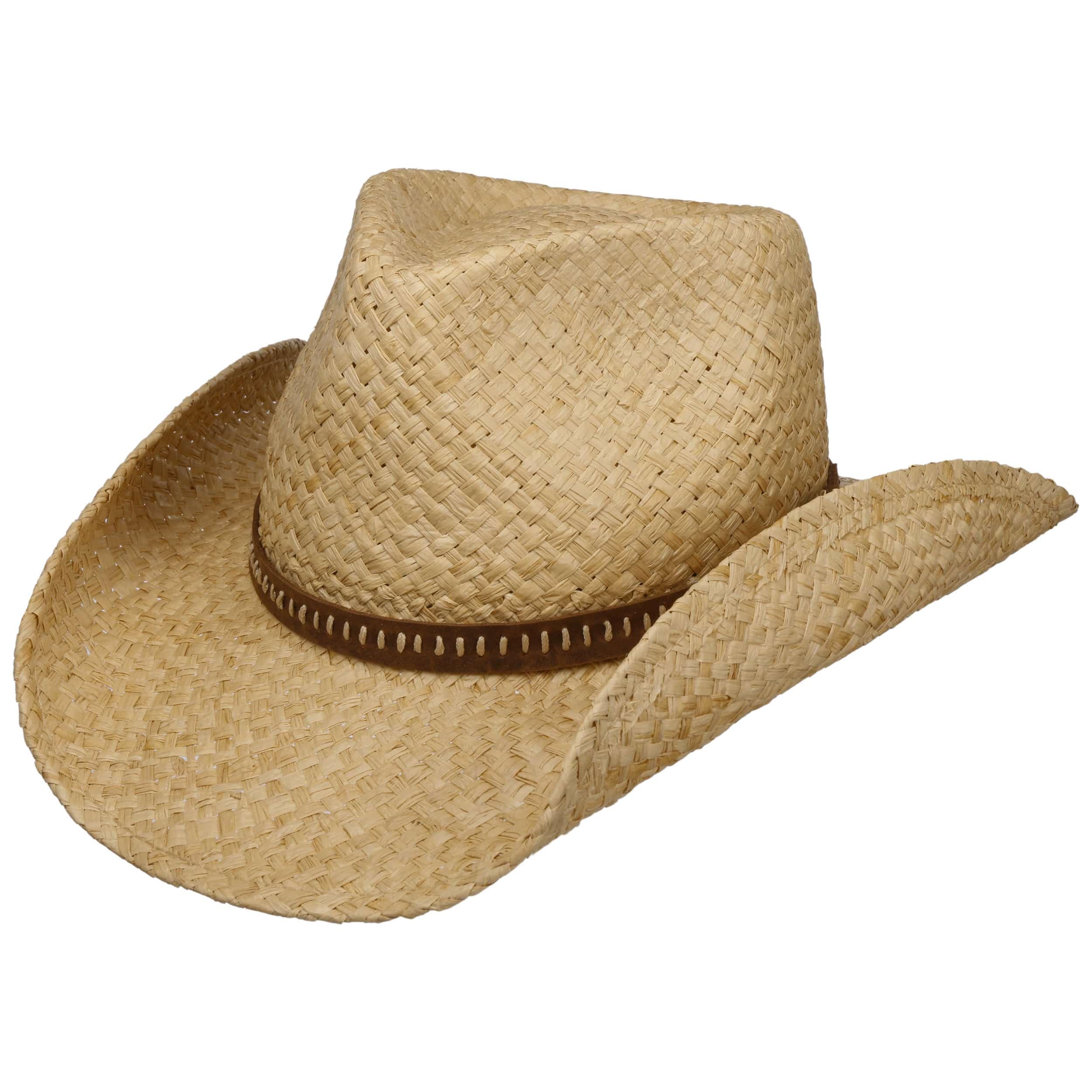 Stetson Fair Oaks Western Strohhut Naturfarbener Raffiahut mit Ledergarniturband