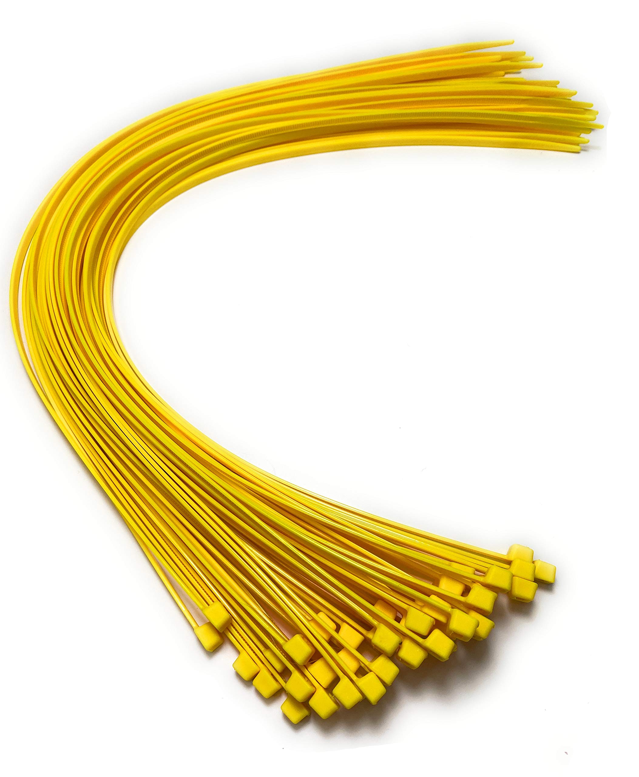 Cable Ties - 450mm x 4.8mm - 17.7" Extra Long Tie Wraps - Nylon Zip Ties (200, Yellow)