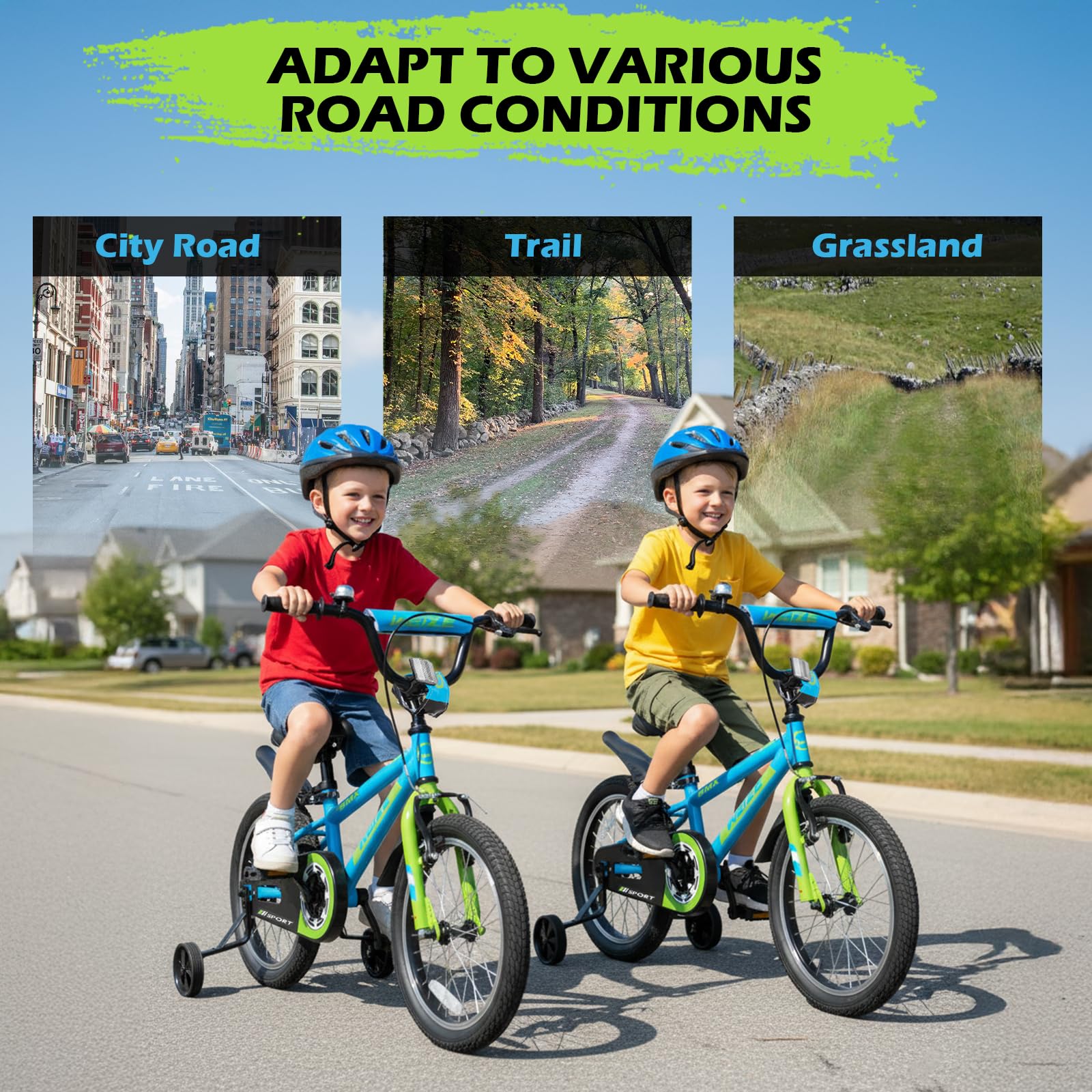 WEIZE Kids Bikes,16 20 Inch Boy's Bike for Kids,BMX Style Bicycle for Boys Girls Ages 4-12 Years Old,Kids Bicycle with Adjustable Seat,Training Wheels,Front and Rear Fender,Multiple Color Options