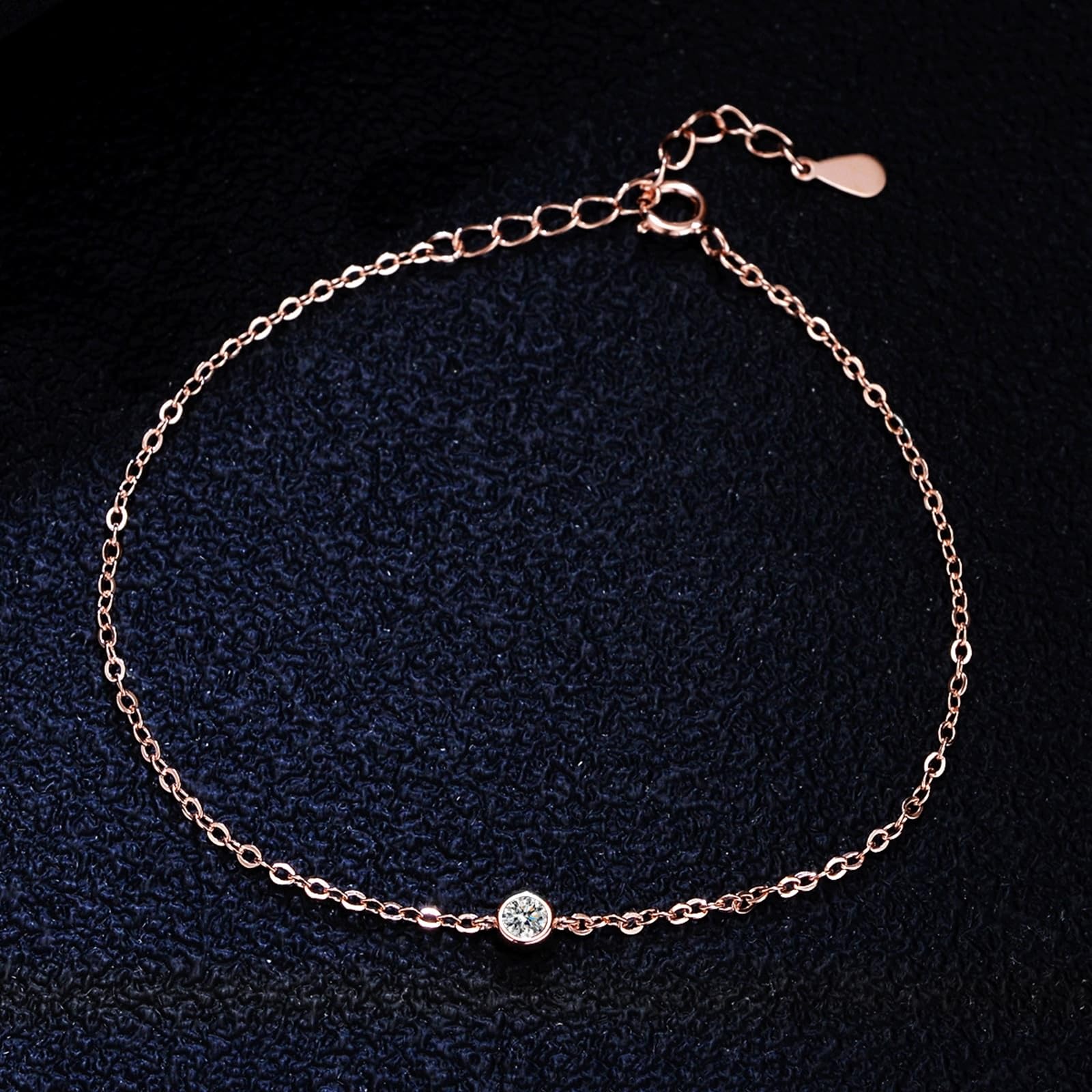 Pulsera para mujer de oro rosa de 9 K/14 K/18 K, clásica, pequeña pulsera con diamantes de oro real, brazalete de oro rosa Au 375/585/750