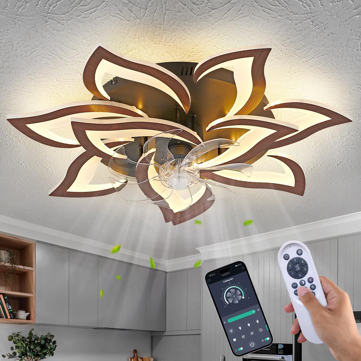 Ruibutrade 32 Inch Flower Modern Ceiling Fan with Lights