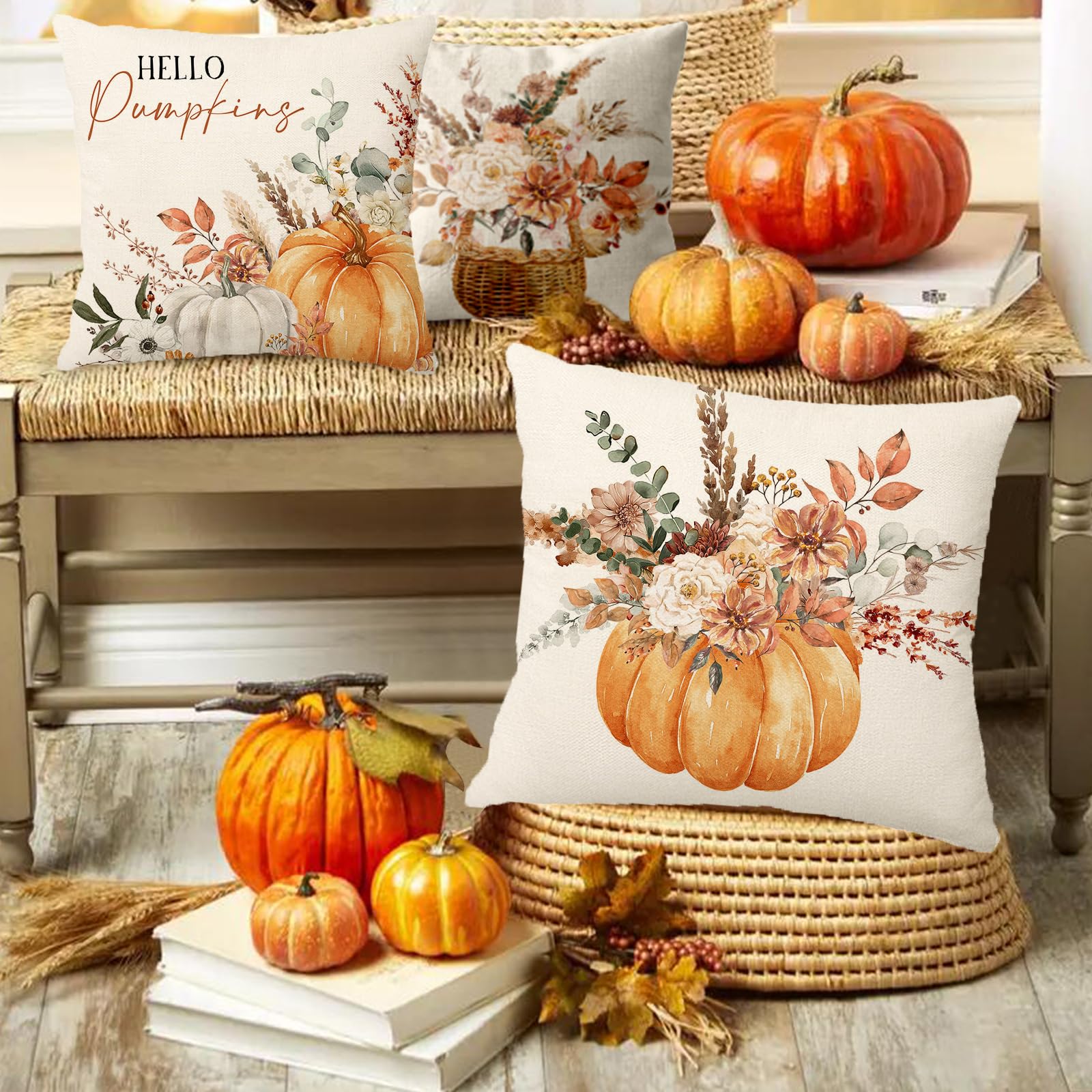 Chlophy Federa per cuscino in velluto arancione bruciato, 45 x 18 cm, zucca autunnale, decorazione del Ringraziamento, 45 x 45 cm, color ruggine e rame, terracotta, senape, divano