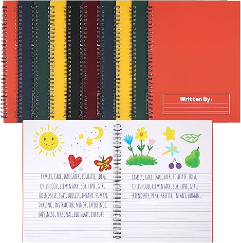 Miniatura 7 de Henoyso Cuaderno de composición primaria en espiral, 10 piezas, 100 páginas, diario primario para niños, Kindergarten y estudiantes, escritura y