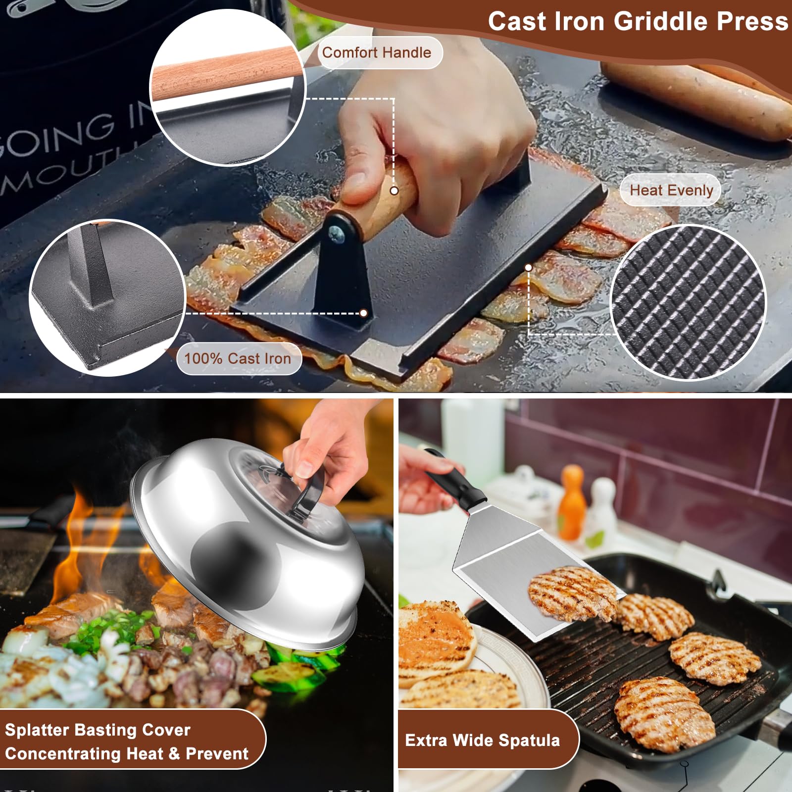 Kit Accessoires Barbecue Blackstone 27 Pièces - Spatules, Grattoir, Anneaux Œufs - Compatible Plaques De Cuisson