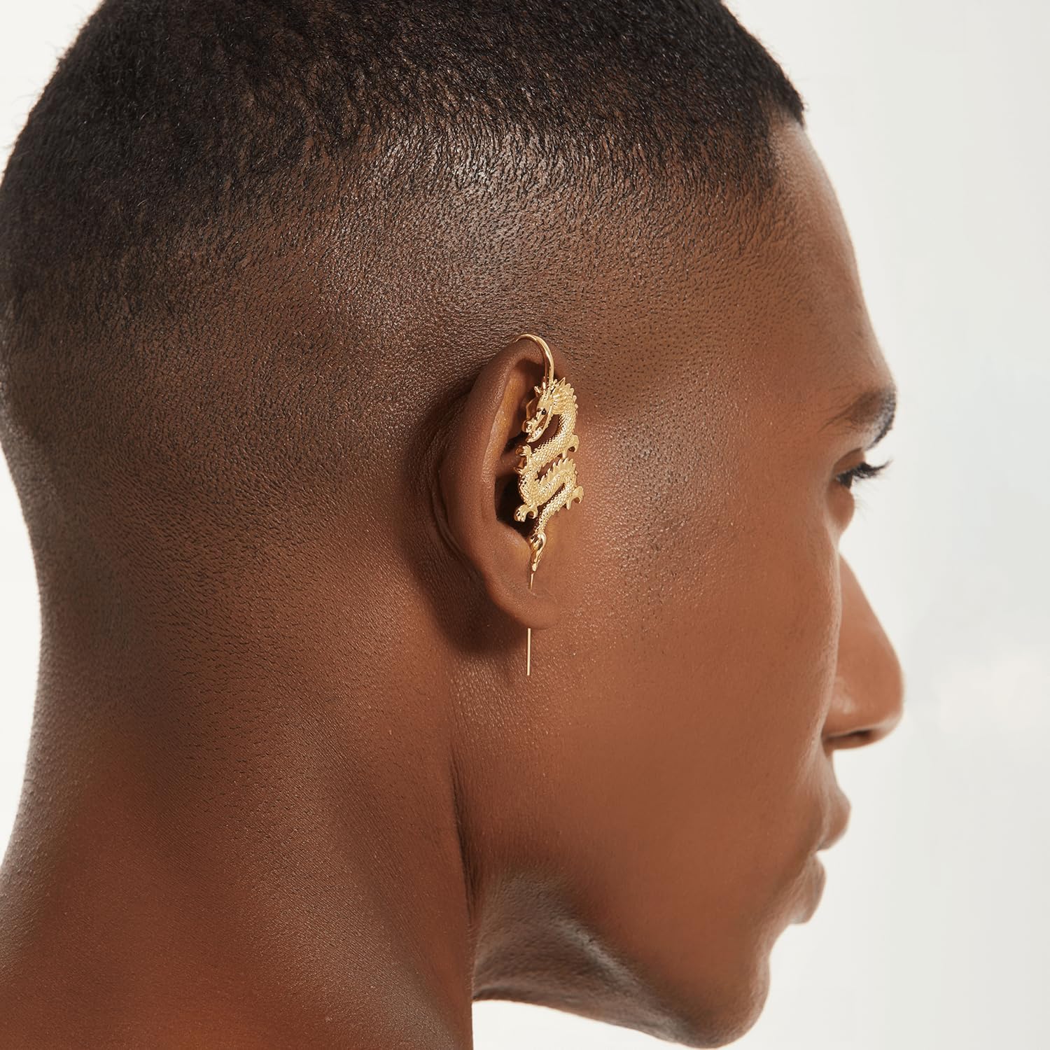 Tianlong Dragon Helix Hook Earrings – Adjustable, Hypoallergenic, Unisex Ear Cuff Style
