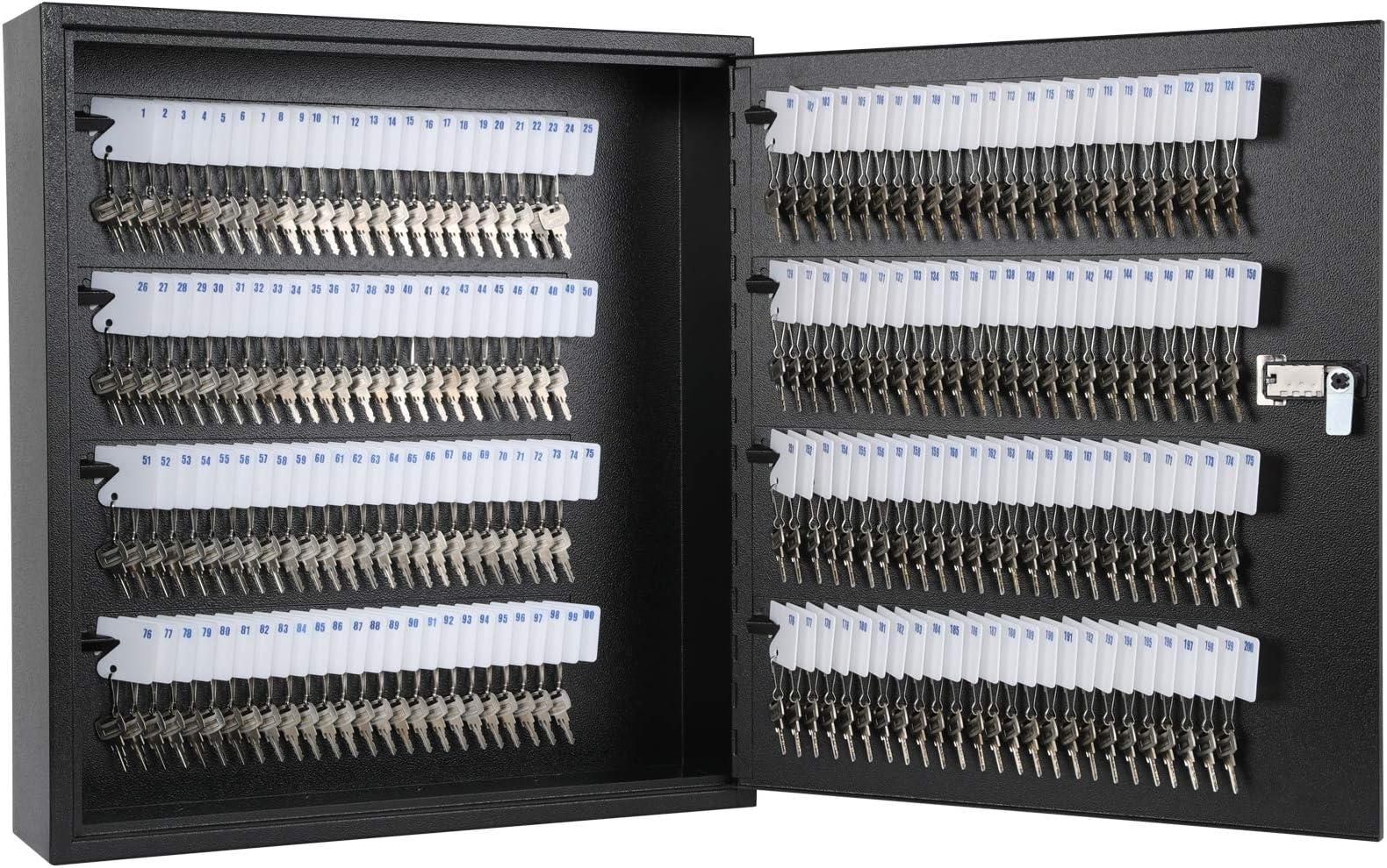 KYODOLED Key Cabinet, 200 Key Organizer with Combination Lock, Wall Mount, Black, 12.1" x 10.2" x 2.5"