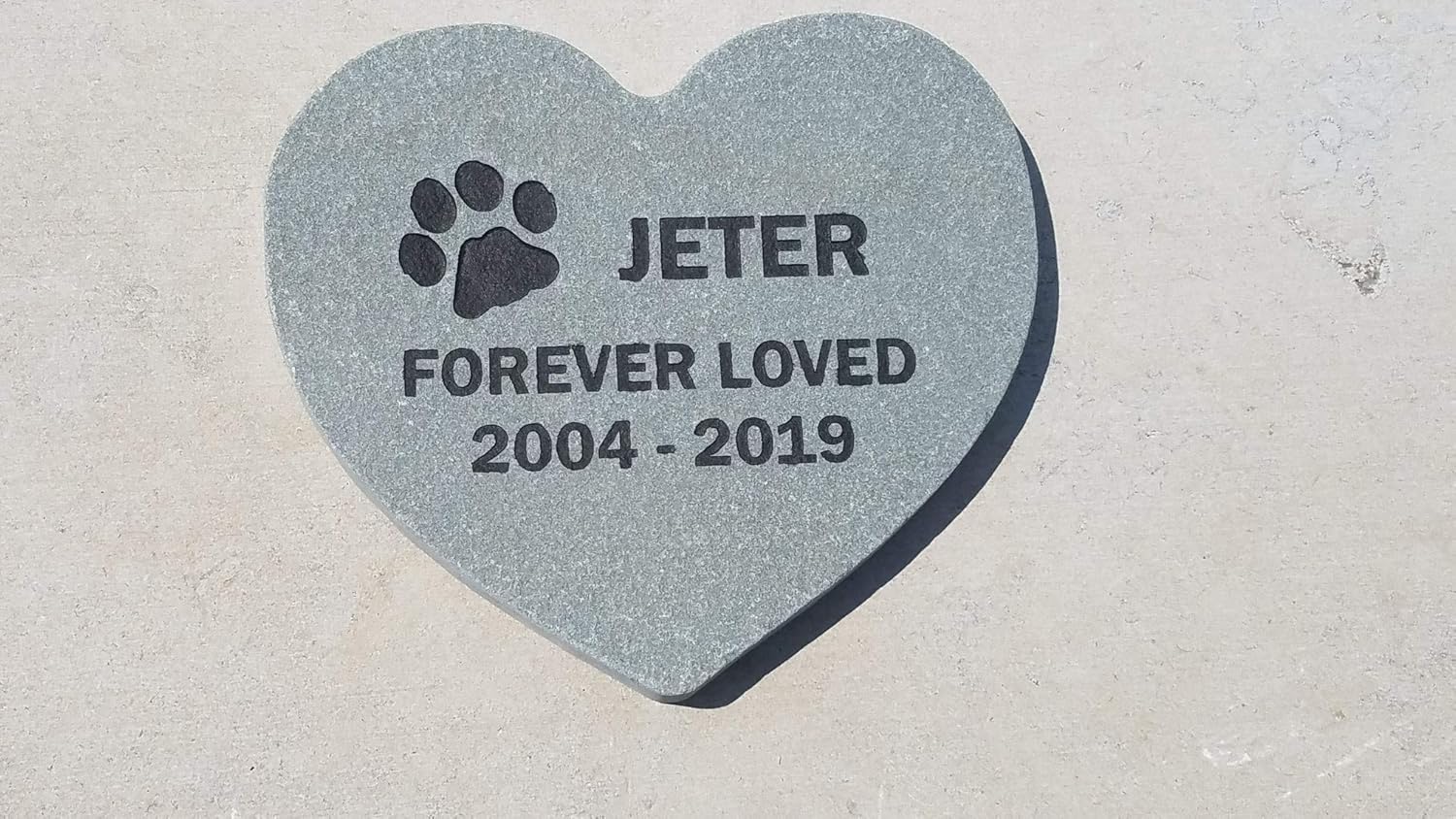 Pet Memorial Headstone Grave Marker Gray Natural Stone Heart 8" for Your Dog Or Cat Personalized - Image 2