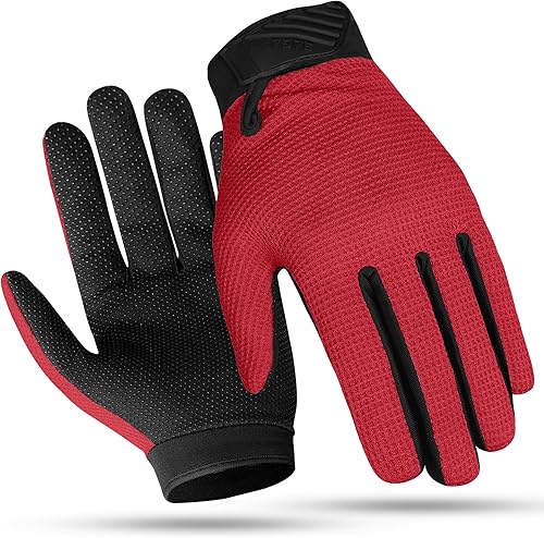 Kids Cycling Gloves - Full Finger Bike Gloves for Boys & Girls, Non-Slip Motorbike Gloves for BMX, MTB, Scooter & Outdoor Sports