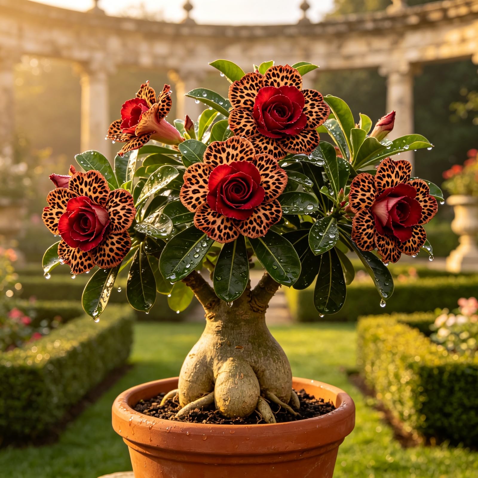 Rosa del Deserto Perenne | Colori Vivaci | Resistente alla Siccità | Per Giardini Esterni e Balconi-4bulbi-A