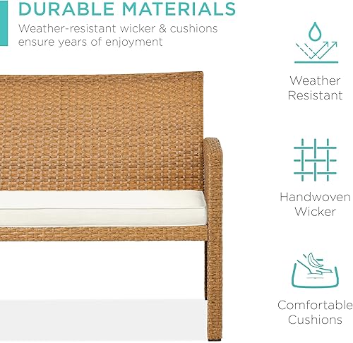 Miniatura 118 de Best Choice Products Juego de muebles de conversación de patio de mimbre al aire libre de 4 piezas para patio trasero con mesa de café, cojines de