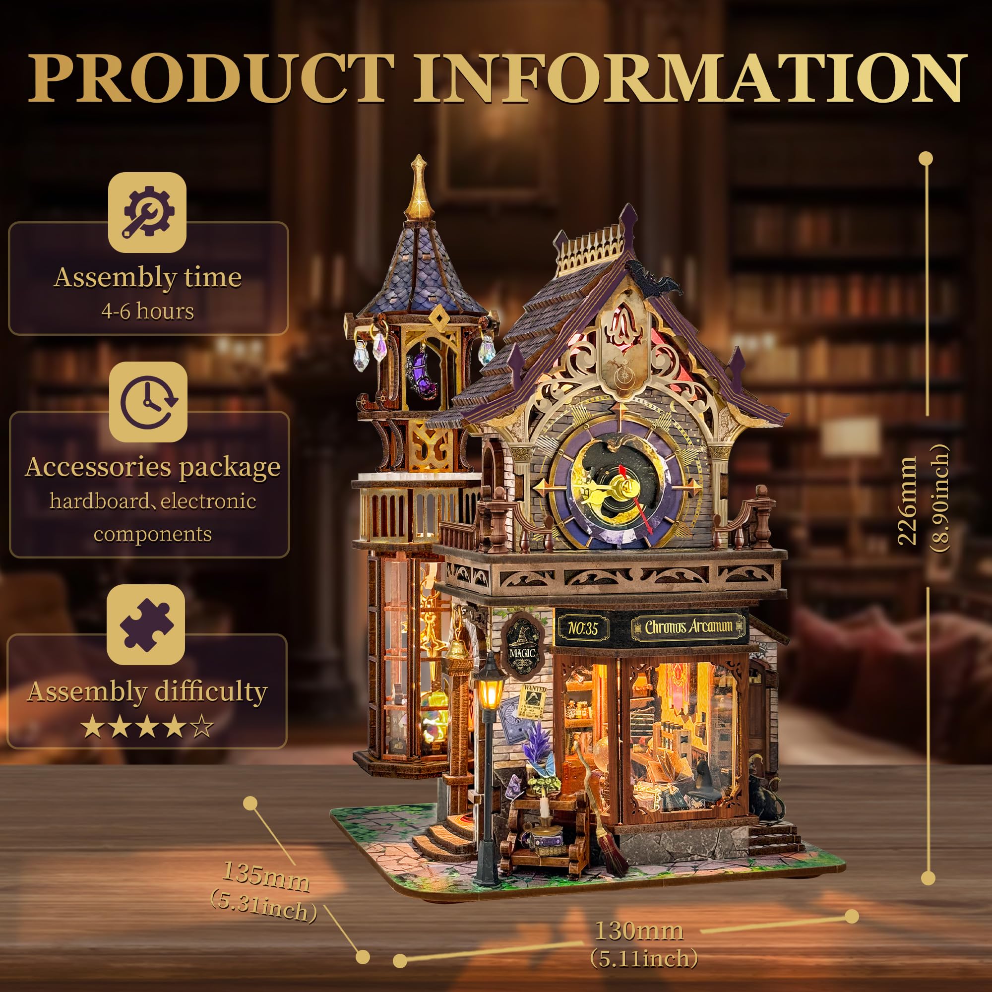 Book Nook - DIY Miniature House, Booknook con decorazione per libreria, modellismo da costruire per adulti - Time Magic Club