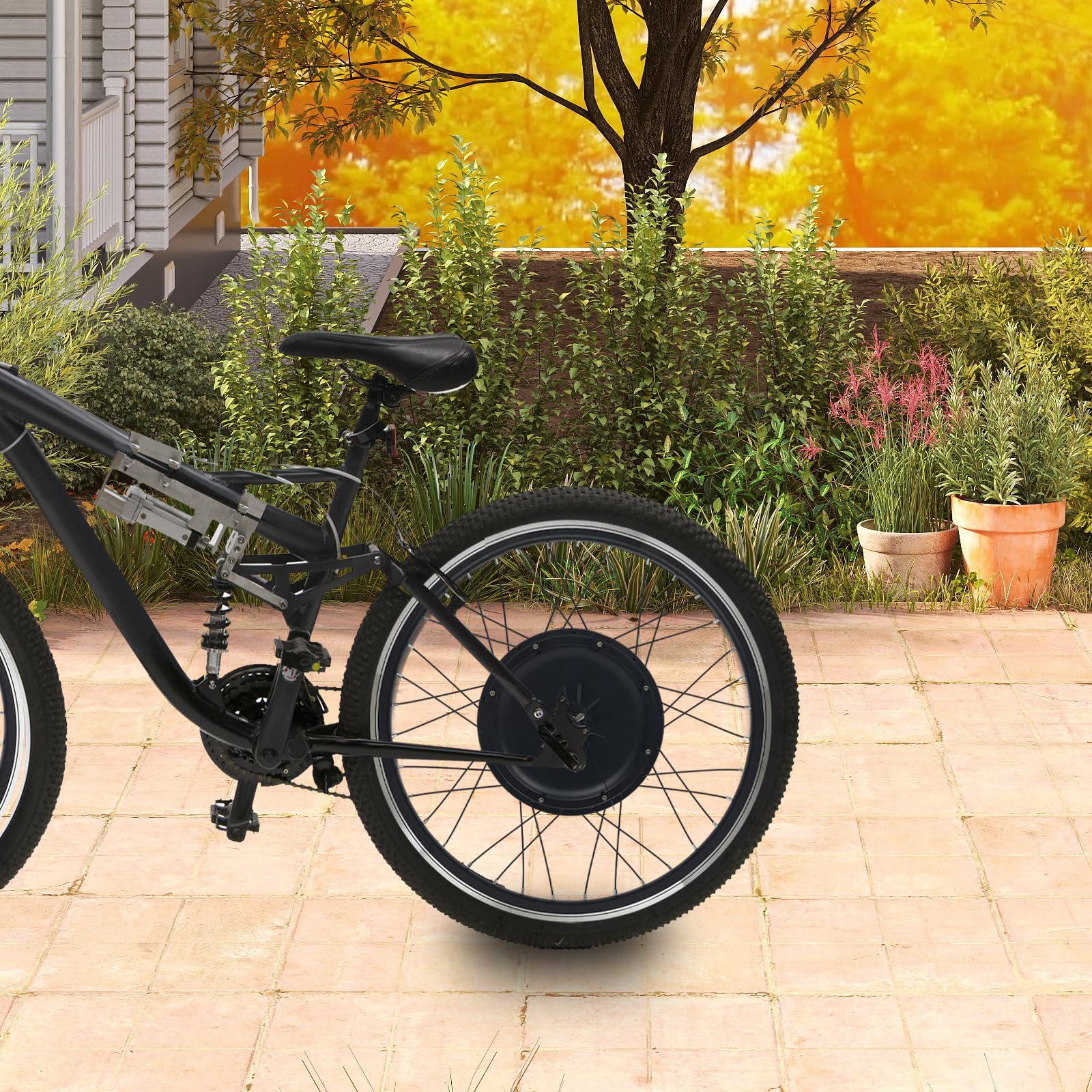 Kit de conversion de vélo électrique 48 V 1000 W - Kit de conversion de vélo électrique avec écran LCD - Roue avant 24" - Pour vélos de ville électriques, vélos tout-terrain électriques
