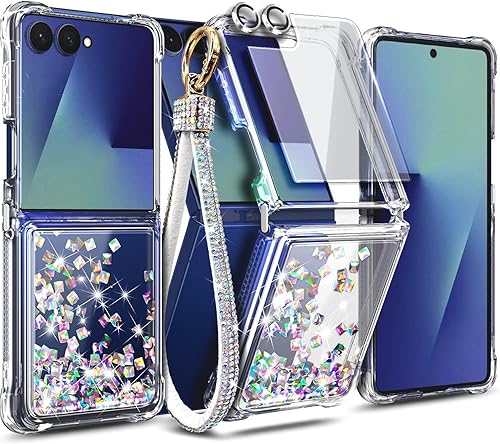 Miniatura 8 de NGB Supremacy Funda para Samsung Galaxy Z Flip 5 (5G 2023) con protector de pantalla de vidrio templado, protector de lente de cámara, cordón de