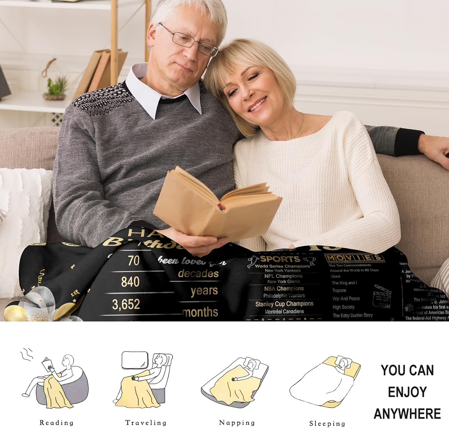 75th Birthday Gifts for Women Me, 1951 Birthday Gifts for Women Men, 75th Birthday Gift Ideas, Back in 1951 Birthday Blanket 50 * 60 in - Image 2