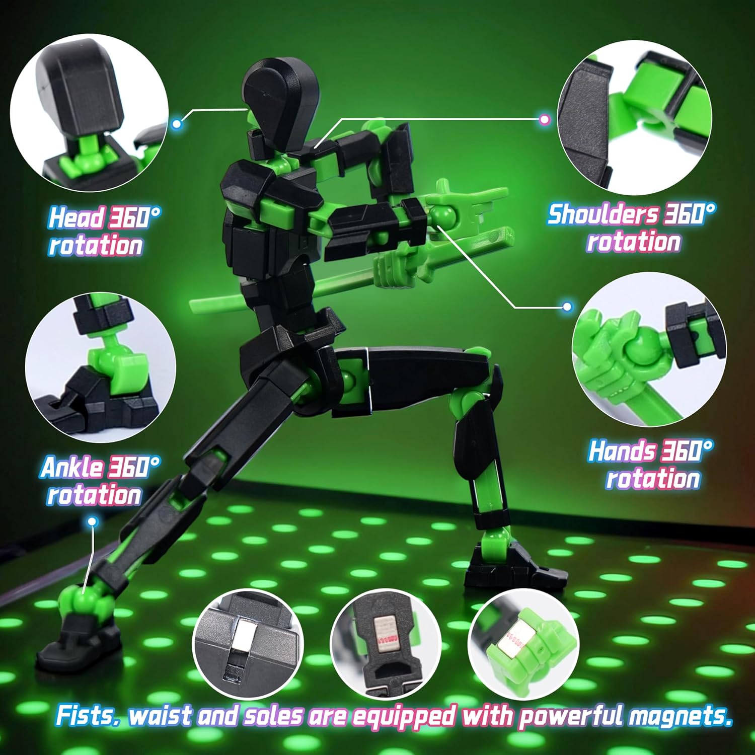 Model13 Action Figure,Magnetic Travel Toys for Kids, Lucky Robot 13 Movable Figures,Multiple Gestures and Play Styles,Tabletop Decorations and Gifts for Gaming Enthusiasts
