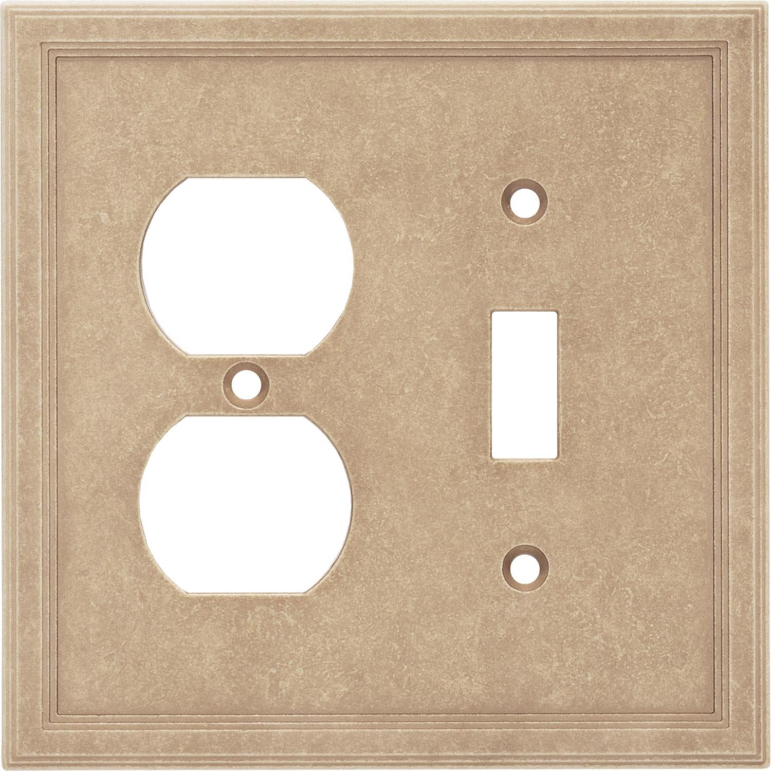 Single Toggle Duplex Combo Cast Stone Wall Plate - Sienna