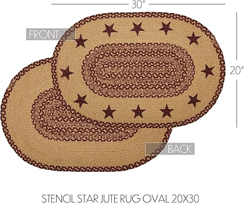 Miniatura 2 de VHC Brands Alfombra ovalada de yute marrón burdeos con almohadilla de 20 x 30 pulgadas