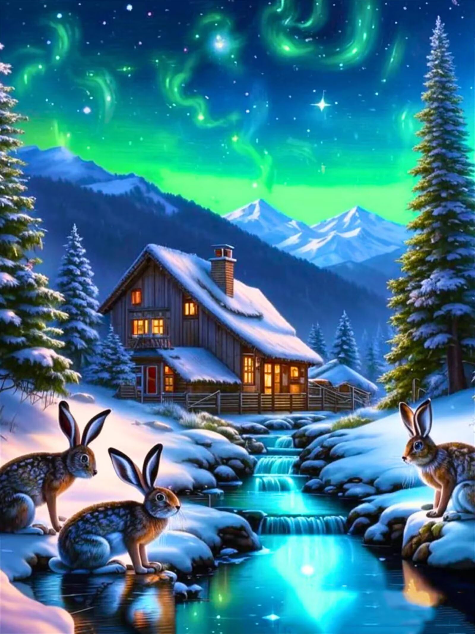 Puzzle 700 szt. Zimowy królik,Puzzle DIY dla dorosłych,Klasyczna łamigłówka dla dorosłych Kreatywna rozrywka, wymagające gry